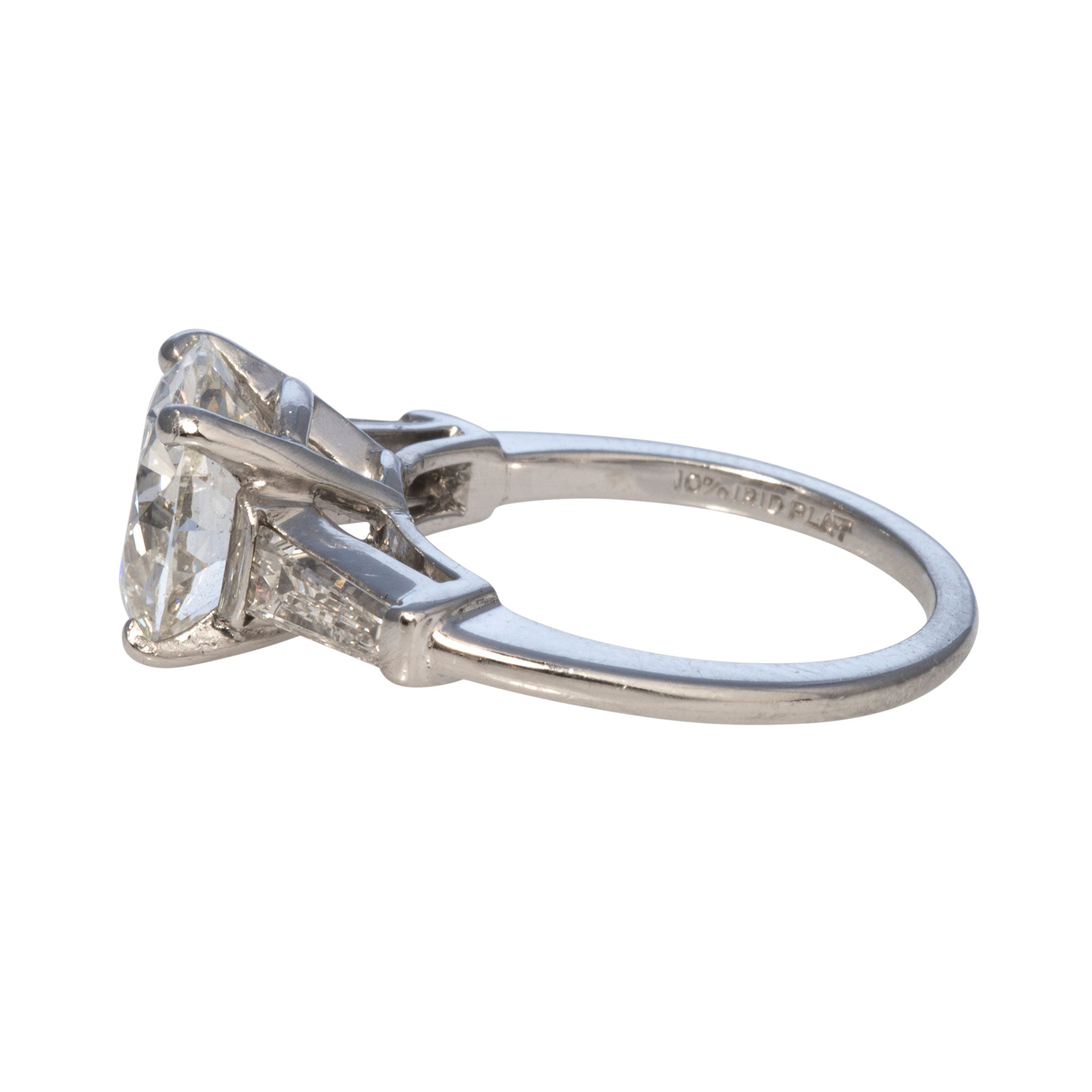3.5ct Old Transitional Cut Diamond Ring with .45ct Side Baguettes - Vintage Estate Jewelry for Weddings, Anniversaries & Special Occasions