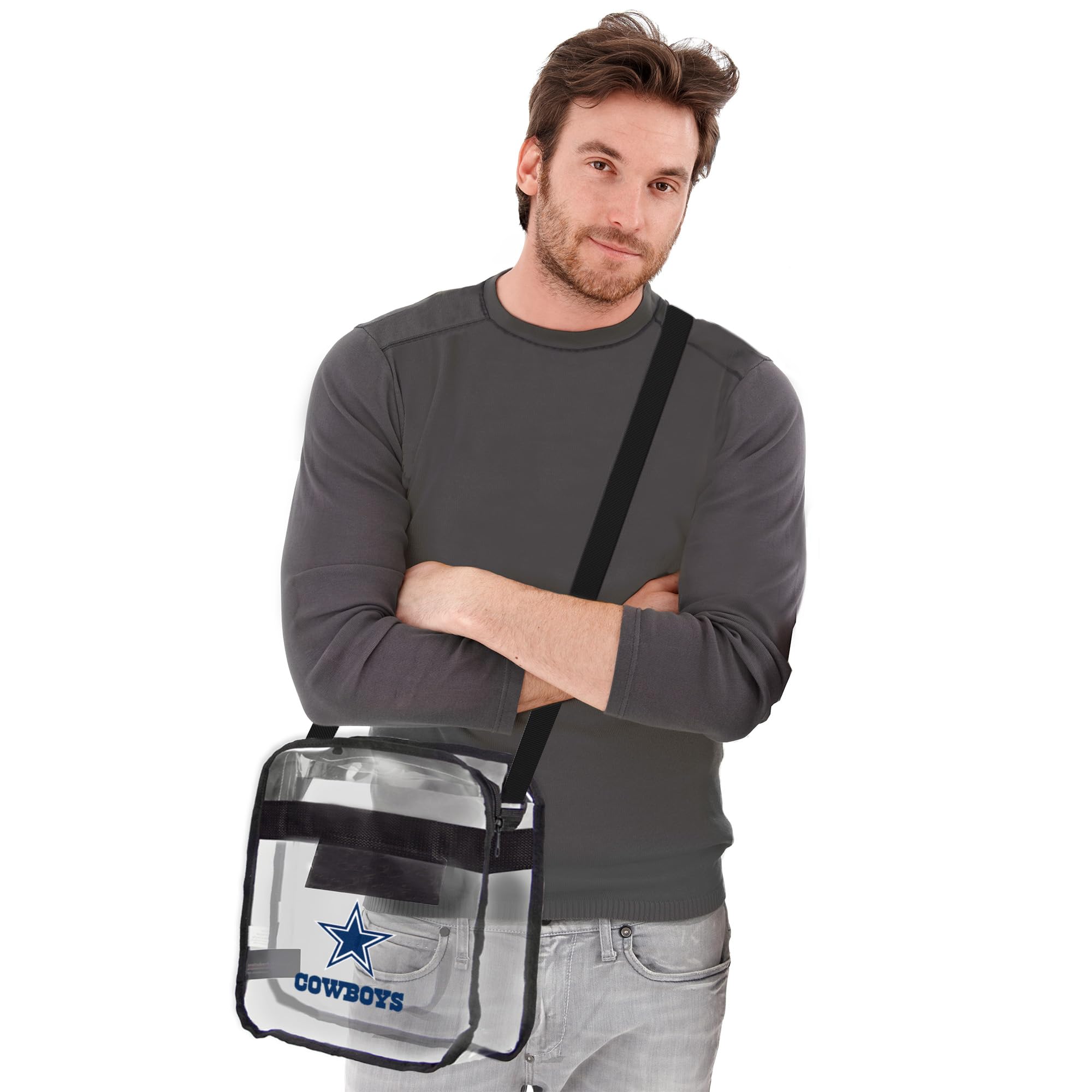 Littlearth NFL Clear Crossbody Bag for Women & Men - Licensed Team Logo Clear Stadium Purse for Football Games, Concerts & Travel - Hands-Free Convenient Carryall