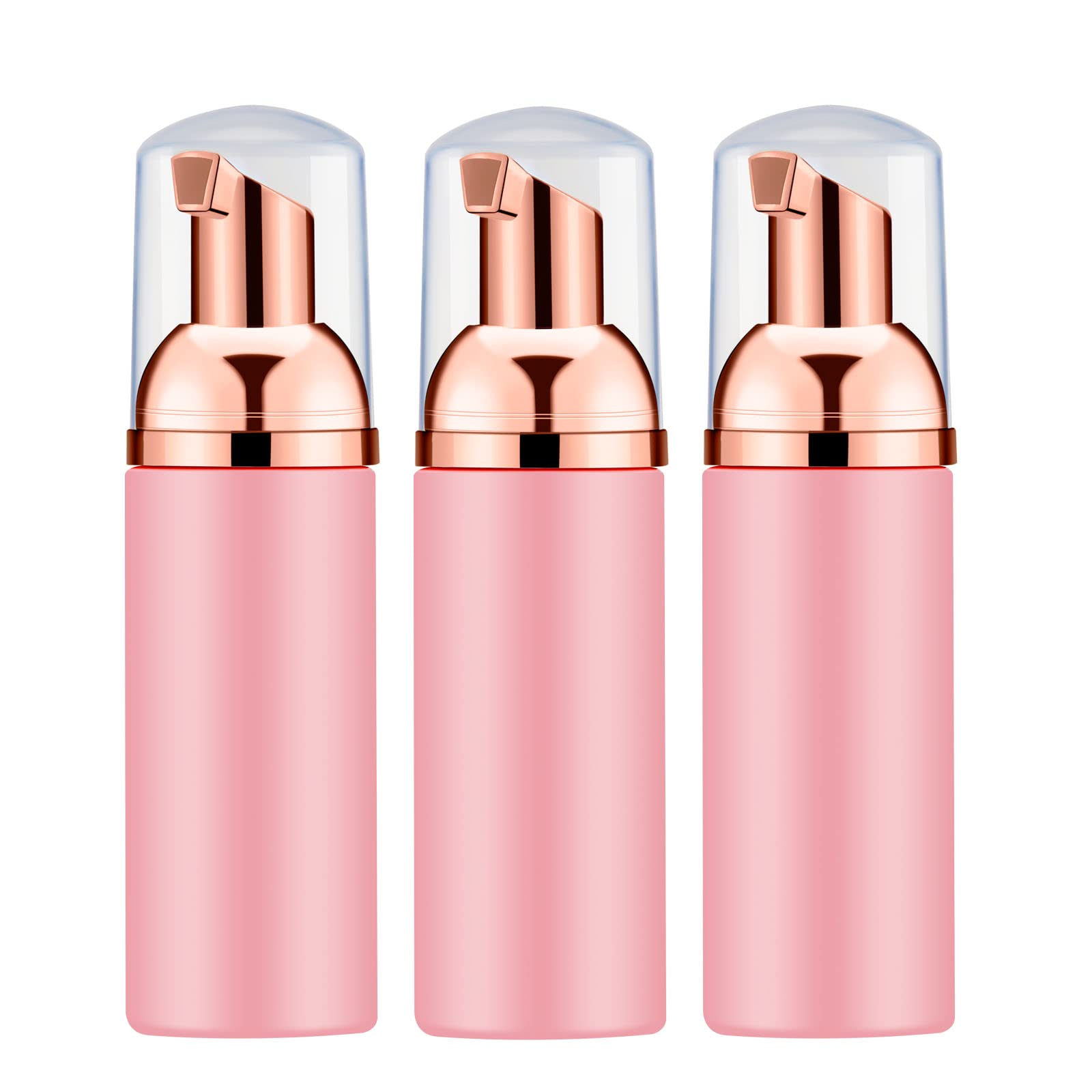 IRON BILL 2 Oz Foam Pump Bottles (3PCS) - BPA Free Refillable Travel Foaming Soap Dispenser for Hand Soap, Body Wash & Eyelash Shampoo | Mini Pocket Size in Pink & Rose Gold | Perfect for Travel, Gym & Home Use