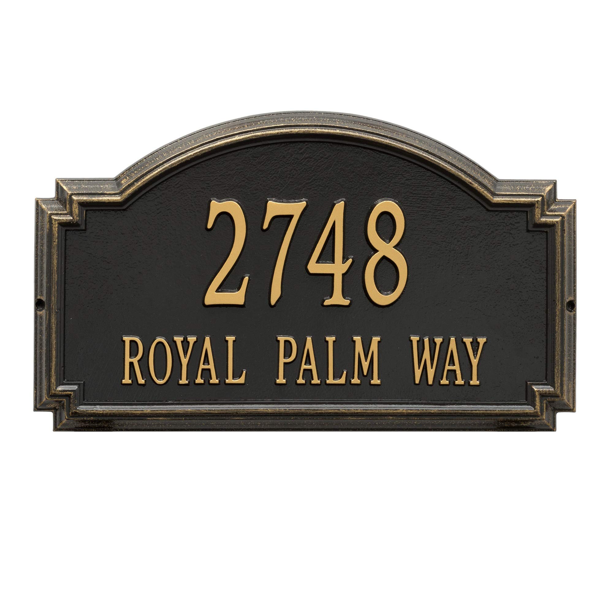 Whitehall Products 1295BG Williamsburg - Estate Wall Mailbox - Two Line Address Plaque in Black/Gold - Perfect for Traditional Homes & Historic Neighborhoods