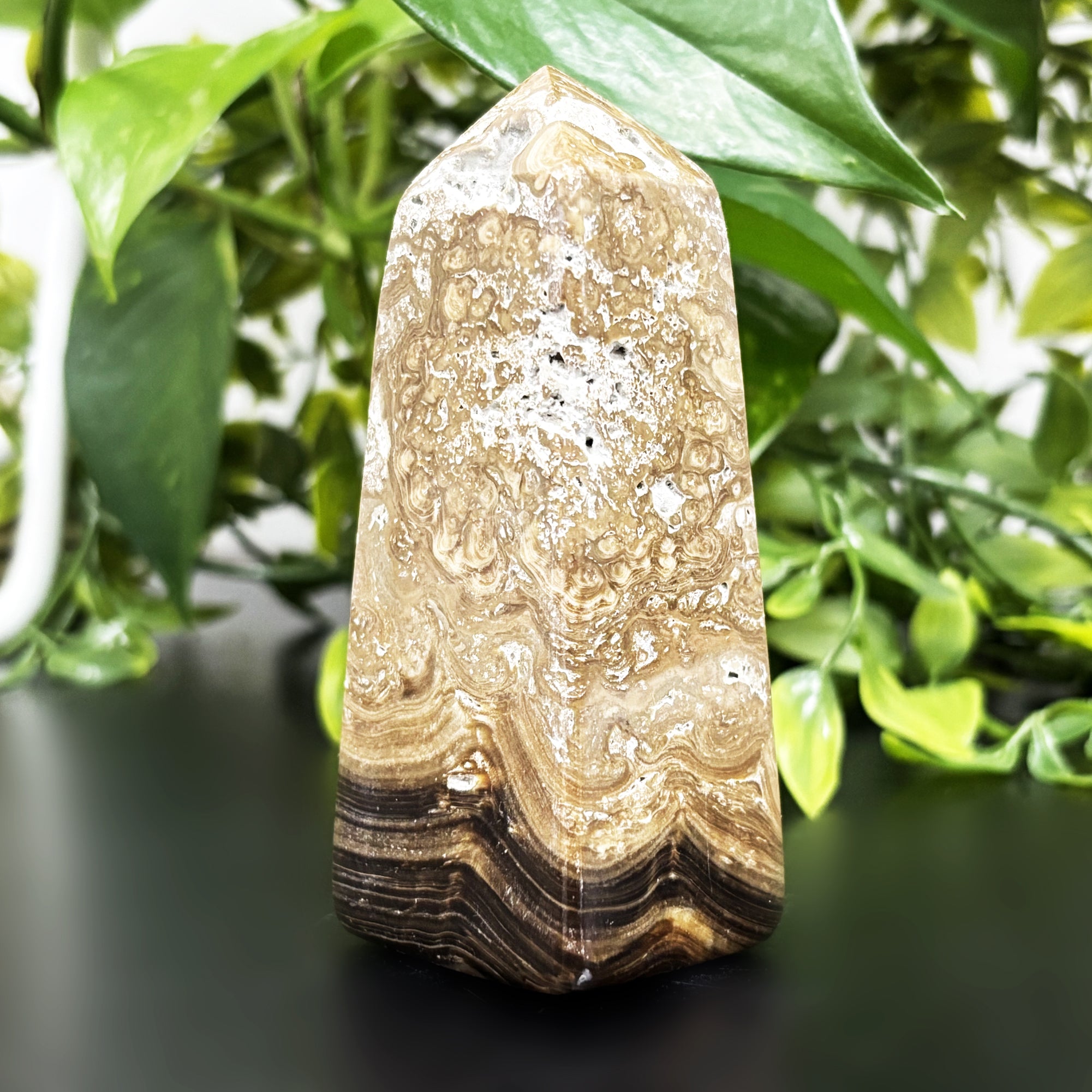 Natural Chocolate Calcite Crystal Obelisk Tower Point - Polished Brown Gemstone for Grounding, Healing & Energy Balance - Perfect for Meditation, Reiki, Home Decor & Crystal Collection (RPO462)