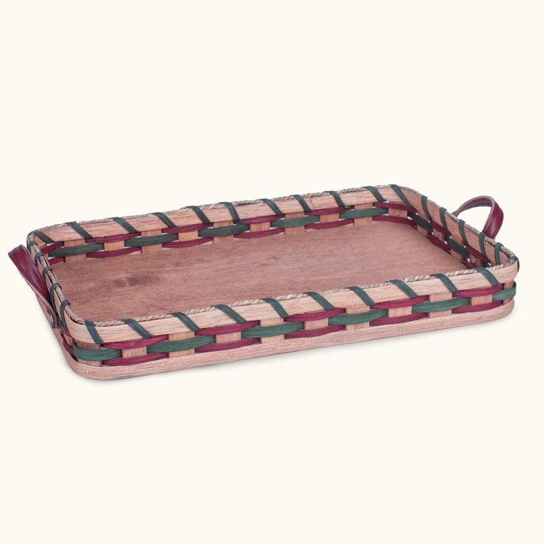Amish Wicker Serving Basket Tray for Coffee Table - Decorative Handwoven Storage Tray for Living Room, Bedroom, and Kitchen Organization