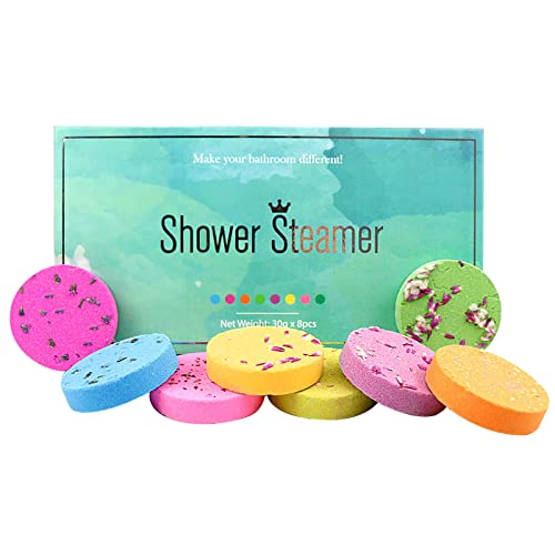 8-Piece Natural Dried Flower Shower Steamer Gift Set with Pure Essential Oils - 8 Relaxing Scents for Stress Relief & Skin Care | Perfect for Spa Nights, Self-Care Gifts & Aromatherapy Baths