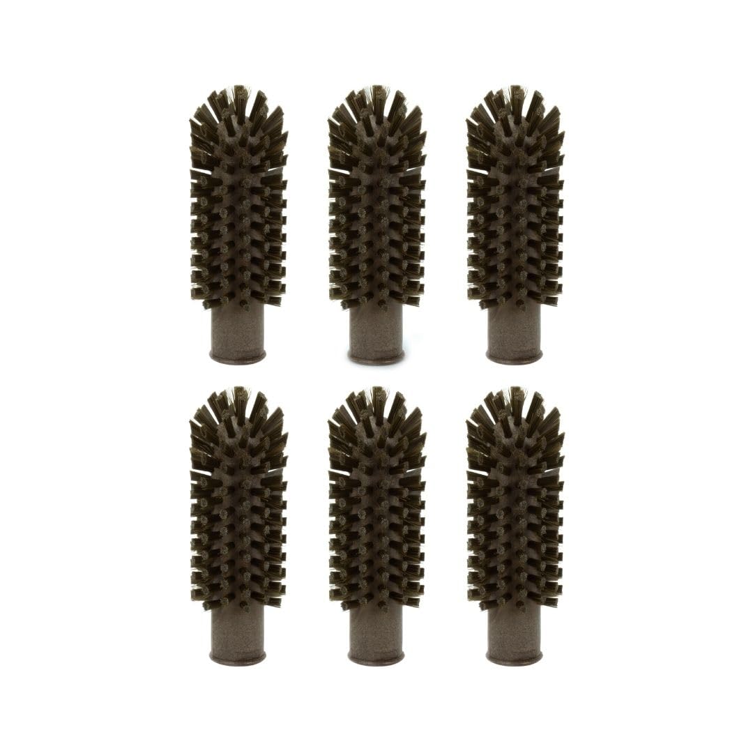 SPARTA 45002EC01 Multi-Purpose Plastic Valve Brush with Durable Polyester Bristles - 5.7 x 2 x 5.7 Inch Round Pipe Cleaning Brush for Kitchen, Commercial Use (Pack of 6, Brown) - Perfect for Scrubbing Faucets, Drains, and Hard-to-Reach Areas