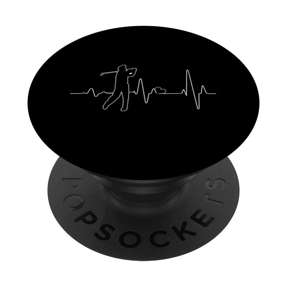 Golf Heartbeat Golfer Golf Ball PopSockets Swappable PopGrip - Perfect for Golf Enthusiasts & Phone Accessories