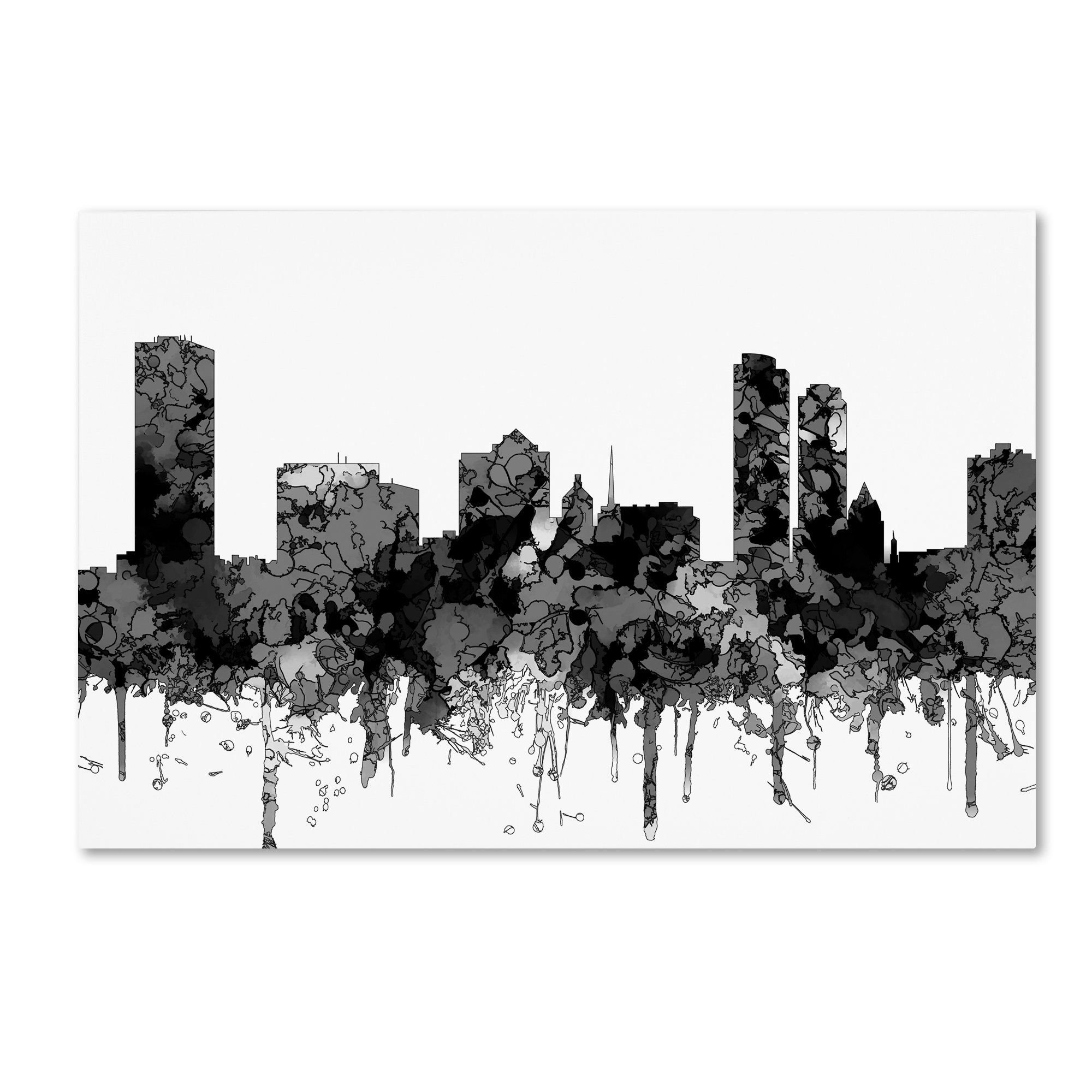 Milwaukee Wisconsin Skyline Black & White Art Print by Marlene Watson - 22x32 Inch Wall Decor for Home, Office & Gifts | Urban Landscape Poster for Living Room, Bedroom & Office Spaces