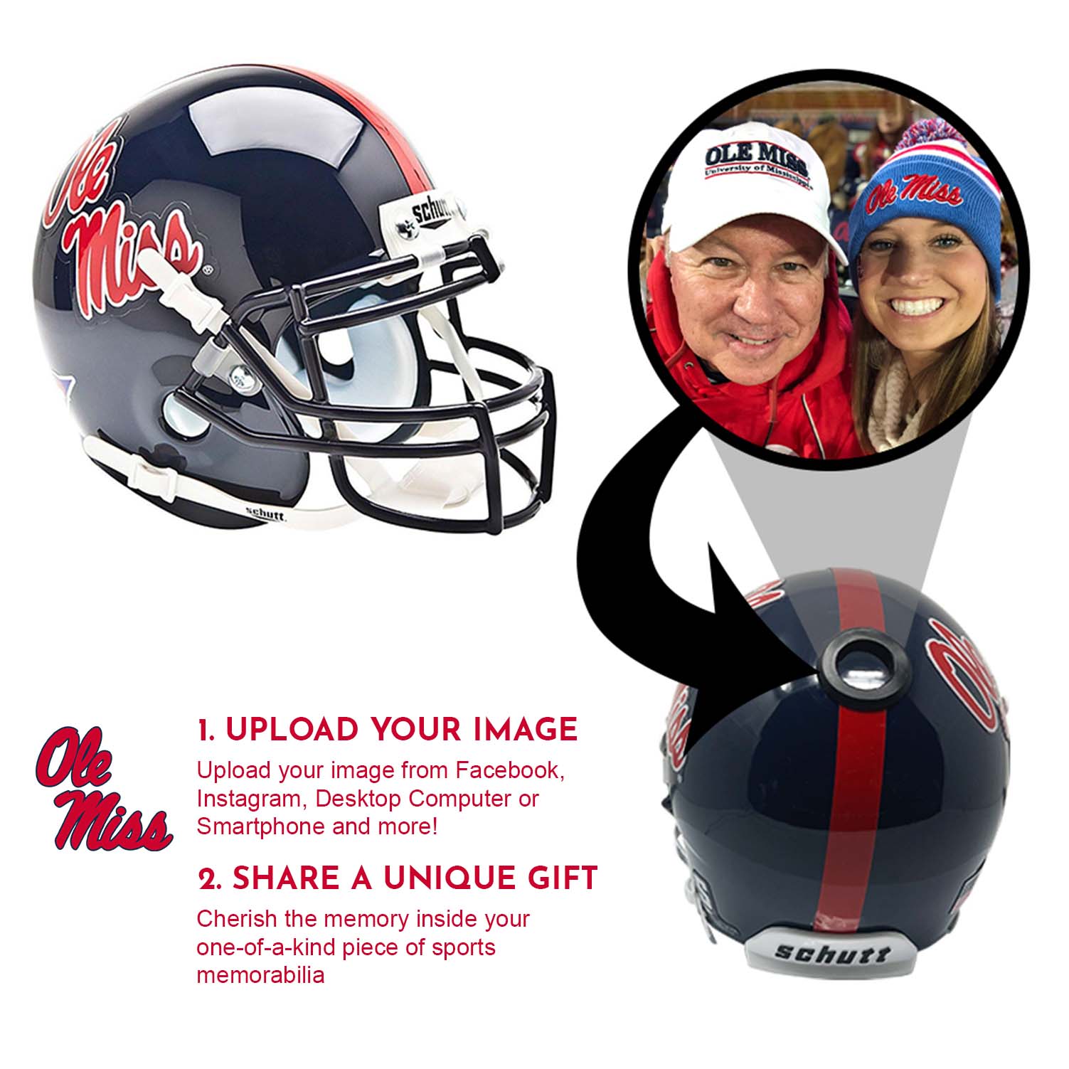 Ole Miss Rebels College Football Collectible Mini Helmet - Authentic NCAA Replica with Display Stand - Perfect for Game Room Decor, Sports Memorabilia Collection & Fan Gifts