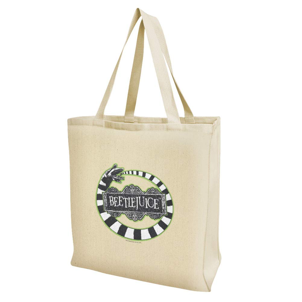 Beetlejuice Beetle Worm Themed Reusable Grocery Tote Bag - Eco-Friendly Shopping Bag for Groceries, Travel & Beach - Perfect for Halloween, Cosplay & Movie Fans