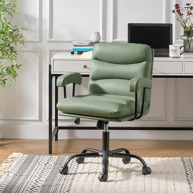 Anselm Modern Ergonomic Faux Leather Office Chair - Adjustable Swivel Desk Chair with Lumbar Support for Home & Office Workspace