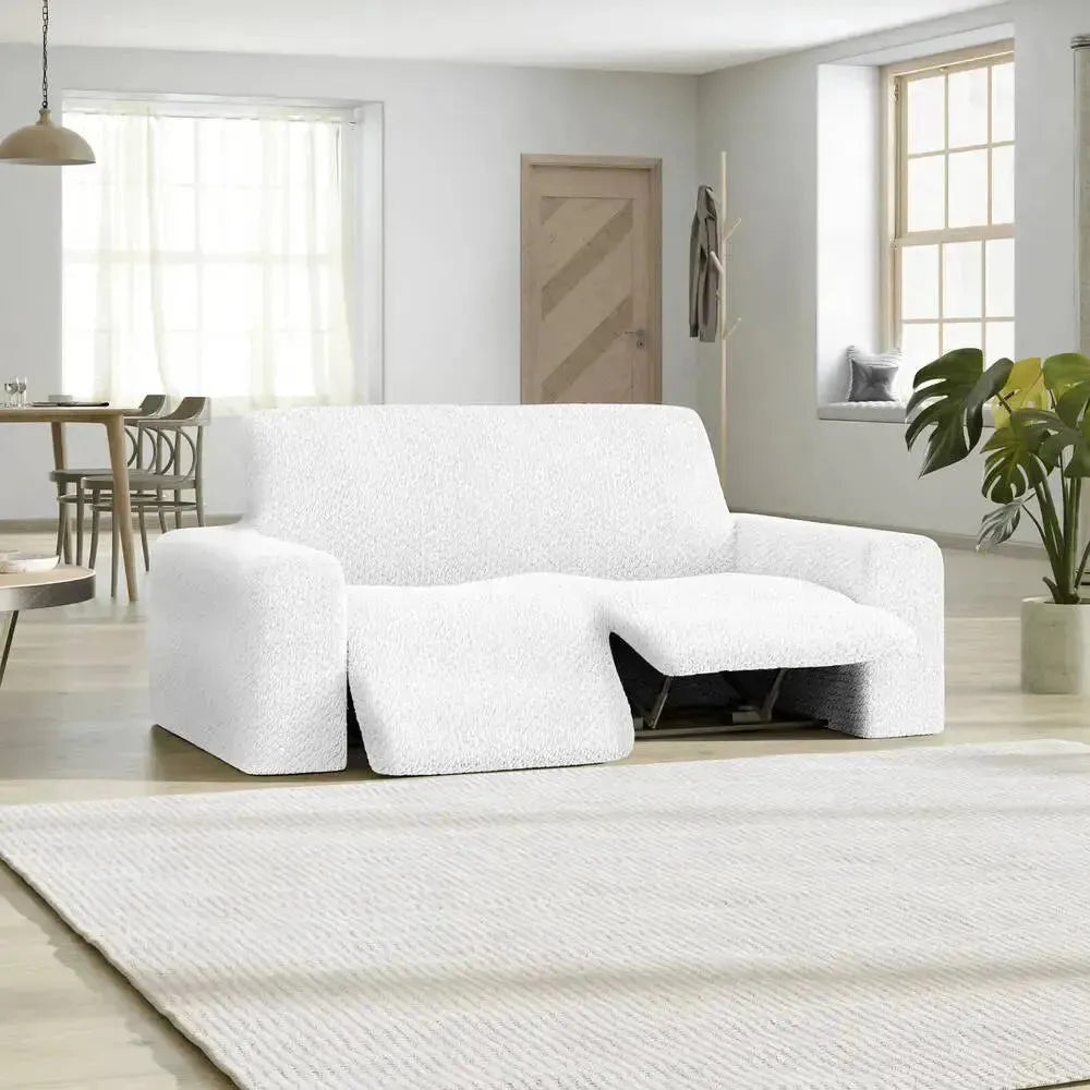 2 Seater Recliner Slipcover - Soft Velvet Stretch Sofa Cover with Elastic Hem, Perfect for Living Room Furniture Protection and Style Upgrade