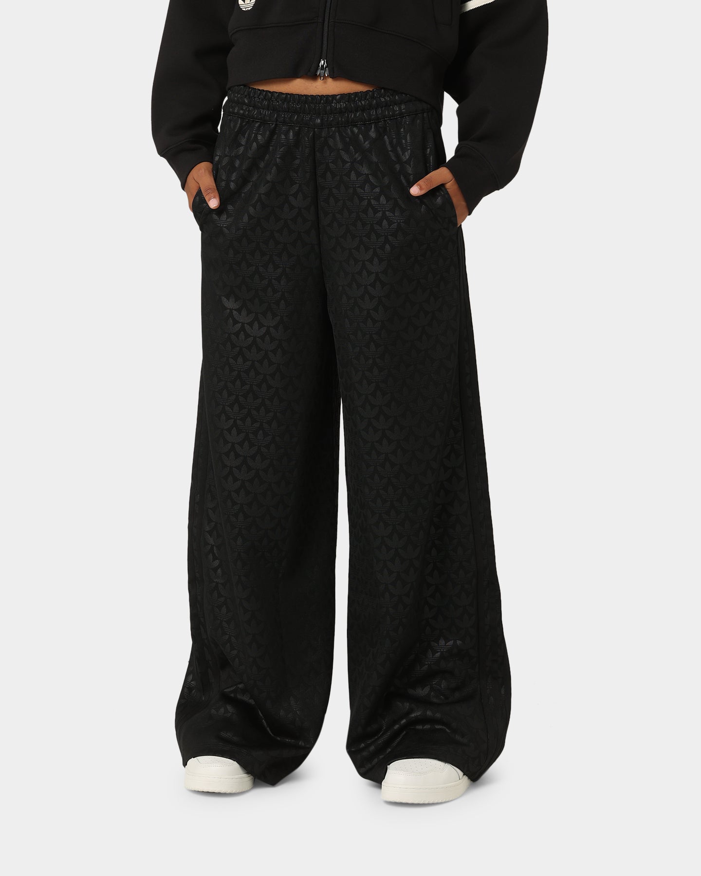 Adidas Women's All Over Print Track Pants - Black Athletic Joggers for Running, Gym & Casual Wear