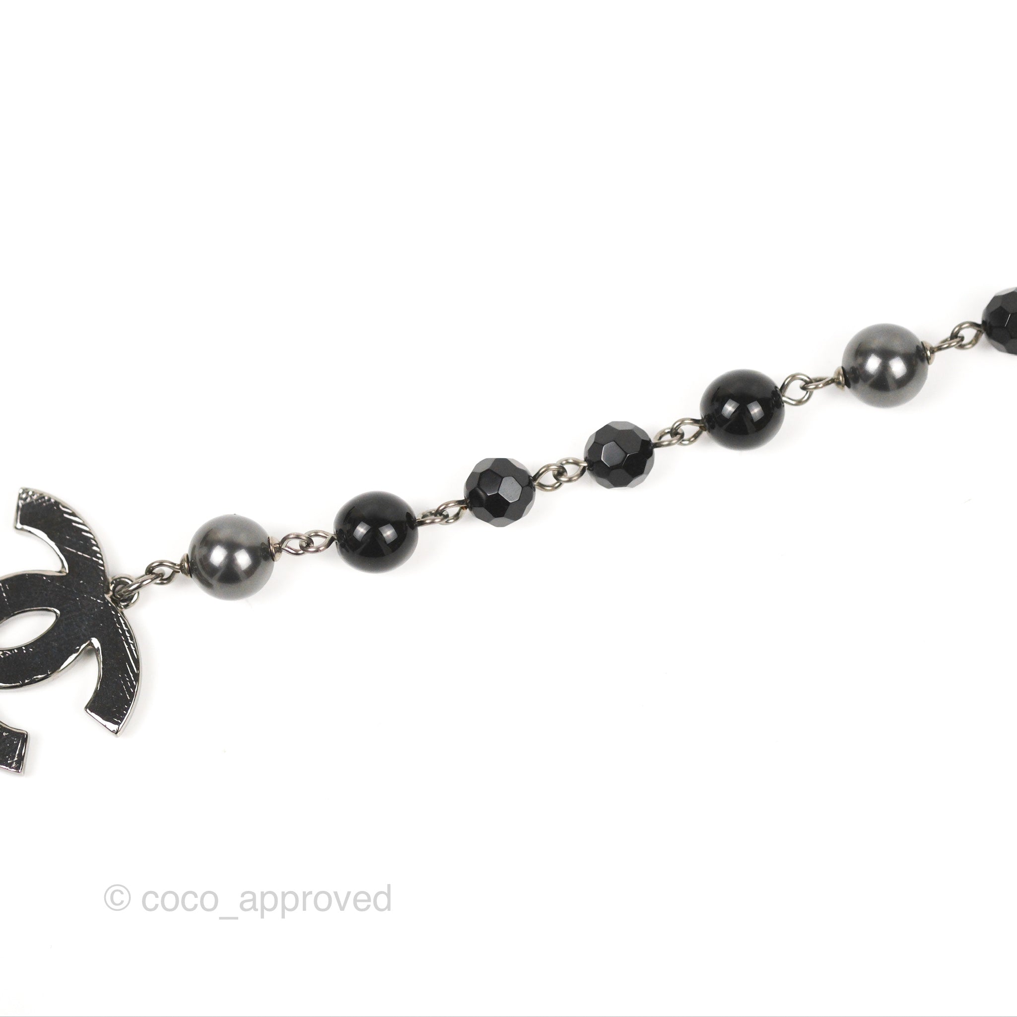 Chanel CC Bead Pendant Bracelet in Gun Metal Tone - 10V | Luxury Fashion Jewelry for Women, Perfect for Parties, Weddings & Special Occasions