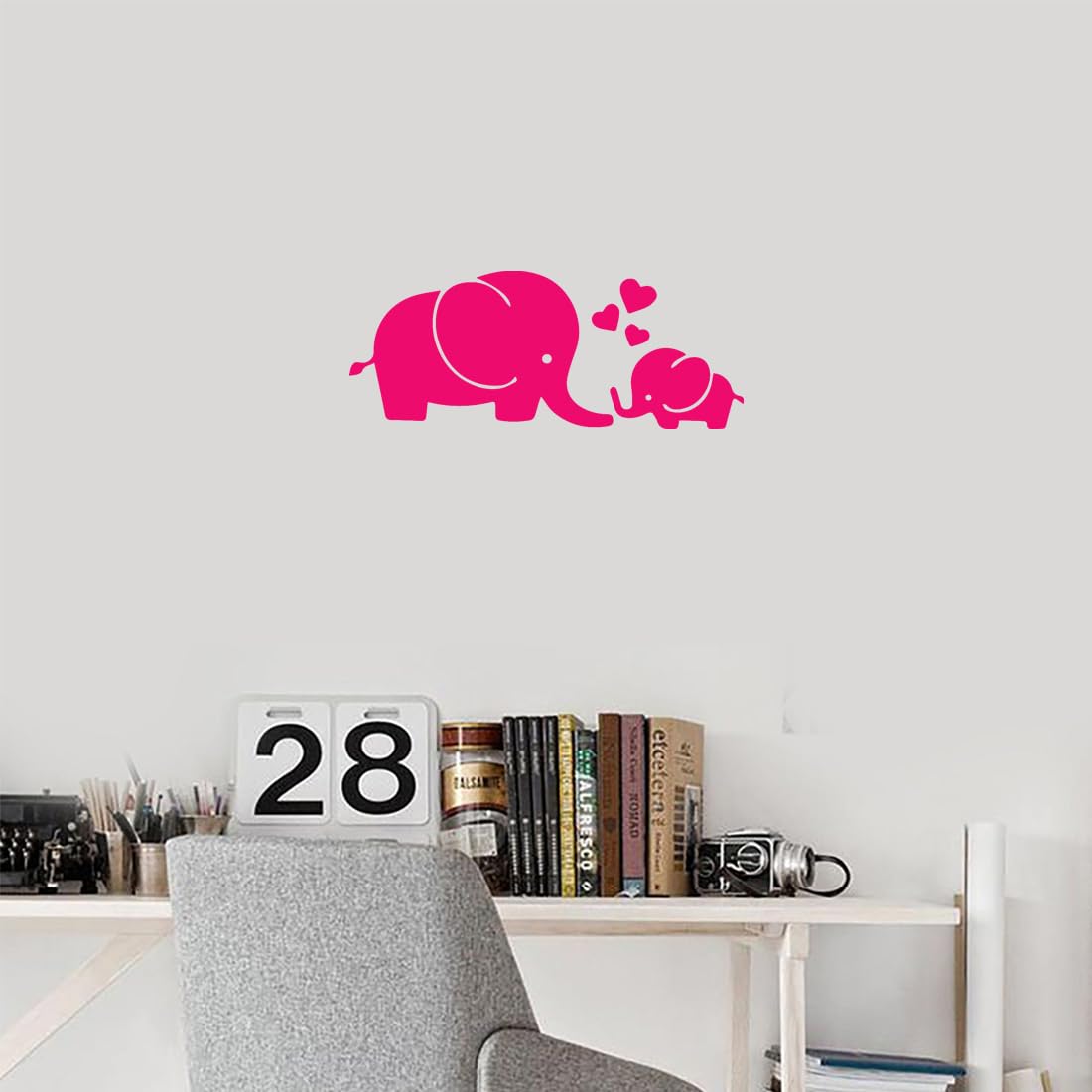 Premium Waterproof Vinyl Decal Stickers - Elephant Love 1 (Pink) Set of 2 - Durable Laptop, Phone, Helmet, Car Window, Bumper, Mug, Cup, Door & Wall Decor - Perfect for Personalizing Devices, Home & Office Accessories