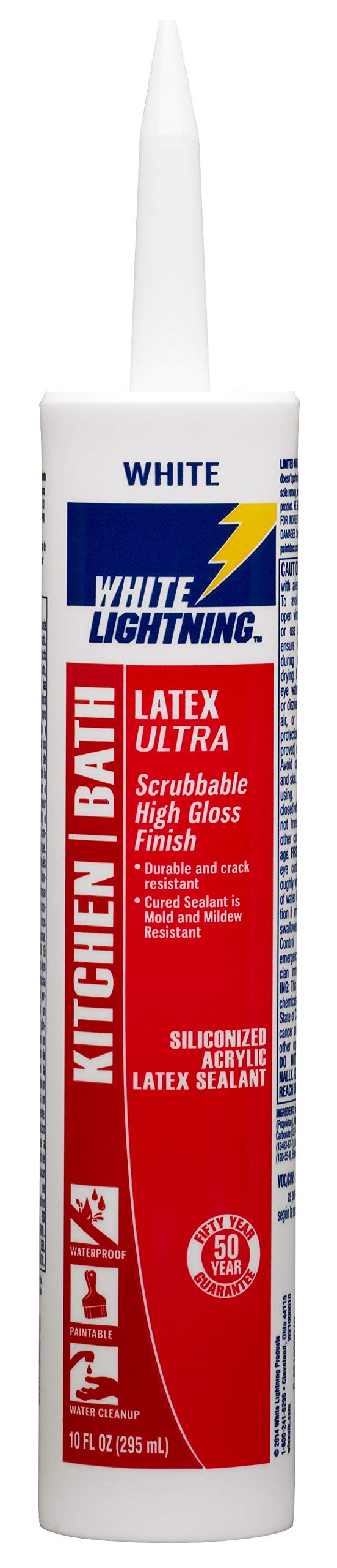 Premium High Gloss White Latex Sealant for Kitchen & Bath - Waterproof Caulk for Sinks, Showers, Tiles & Countertops