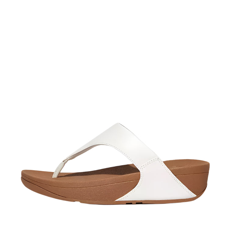 FitFlop Lulu Leather Sandals for Women - Comfortable White Leather Flip Flops with Arch Support | Perfect for Beach, Pool, and Summer Vacation Outfits