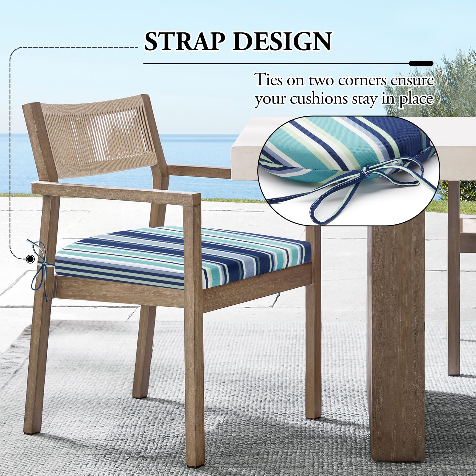 Premium Water-Resistant Outdoor Chair Cushions Set of 6 - 17