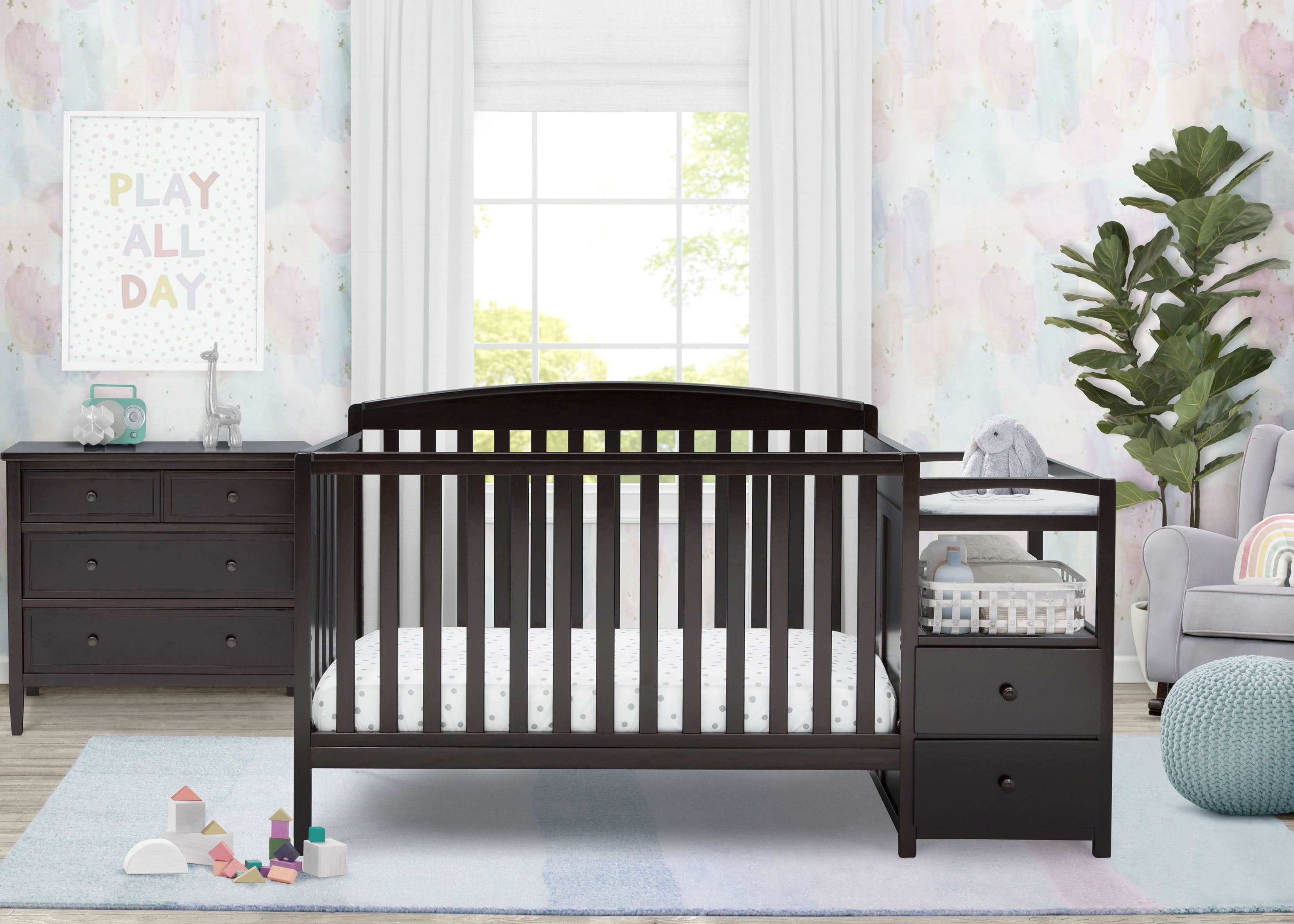 Royal Convertible Crib and Changer - 3-in-1 Baby Nursery Furniture Set with Toddler Bed & Dresser | Safe, Durable & Space-Saving for Newborns to Kids | Perfect for Nursery Rooms, Daycare Centers & Small Spaces