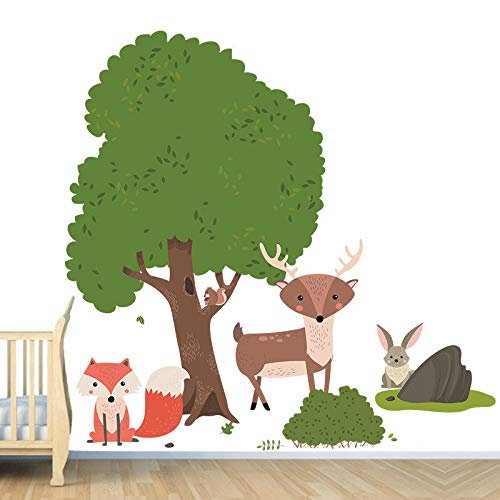 Woodland Animal Wall Stickers - Fox, Bunny, Bird & Rabbit Nursery Decals for Kids Room Decor | Removable Vinyl Forest Creature Sticker Set | Perfect for Baby Nursery, Playroom & Classroom Decorations
