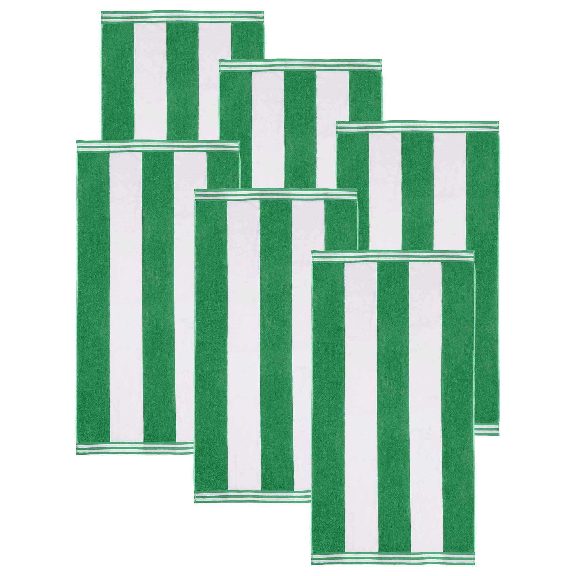 Premium Cabana Stripe Oversized Cotton Beach Towel Set of 2, 4, or 6 - Soft, Absorbent & Quick-Drying for Pool, Beach, Vacation & Spa Use