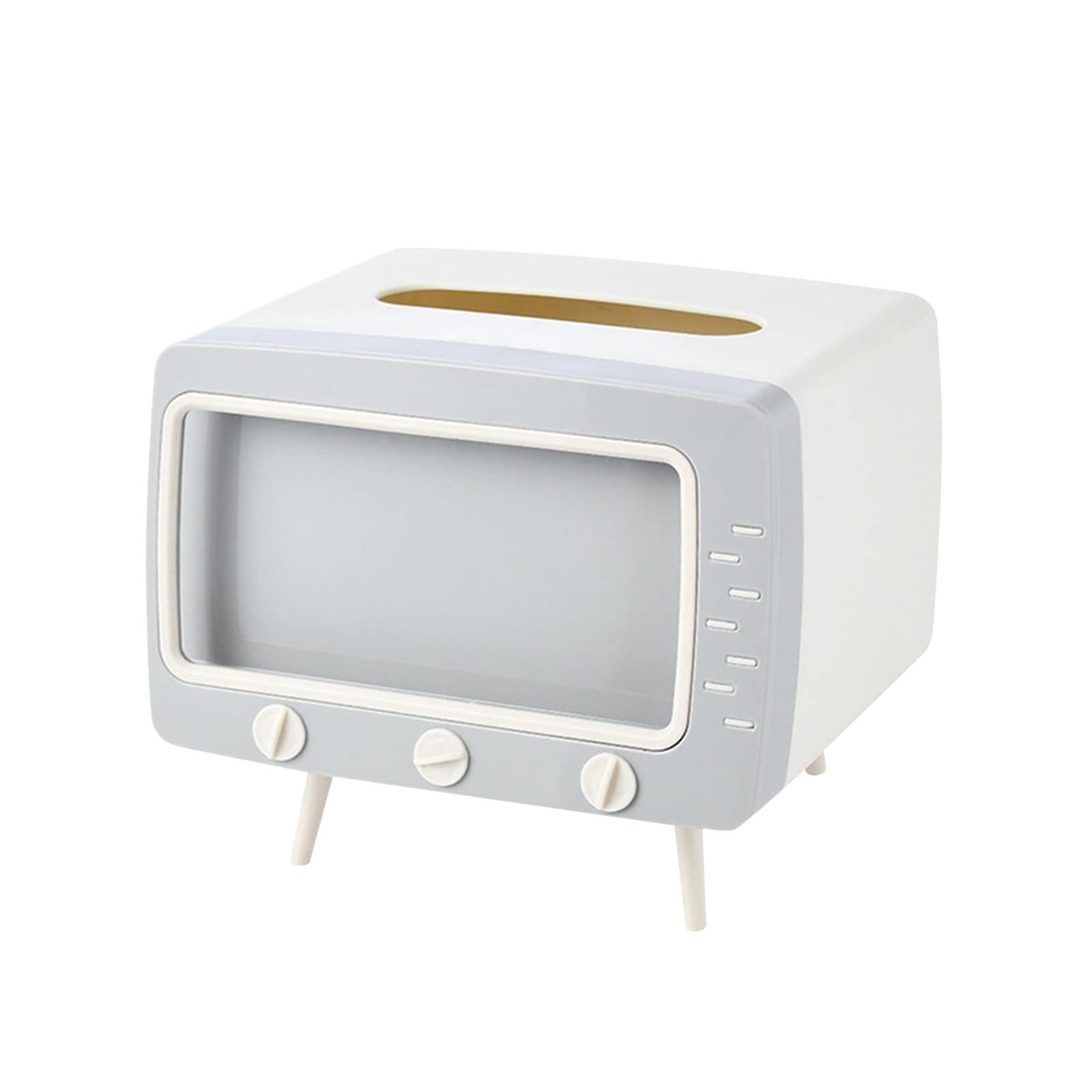 2-in-1 White Tissue Box & Phone Holder - Desktop Decoration & Kitchen Organizer with Yarn Storage | Perfect for Home, Office & Craft Rooms