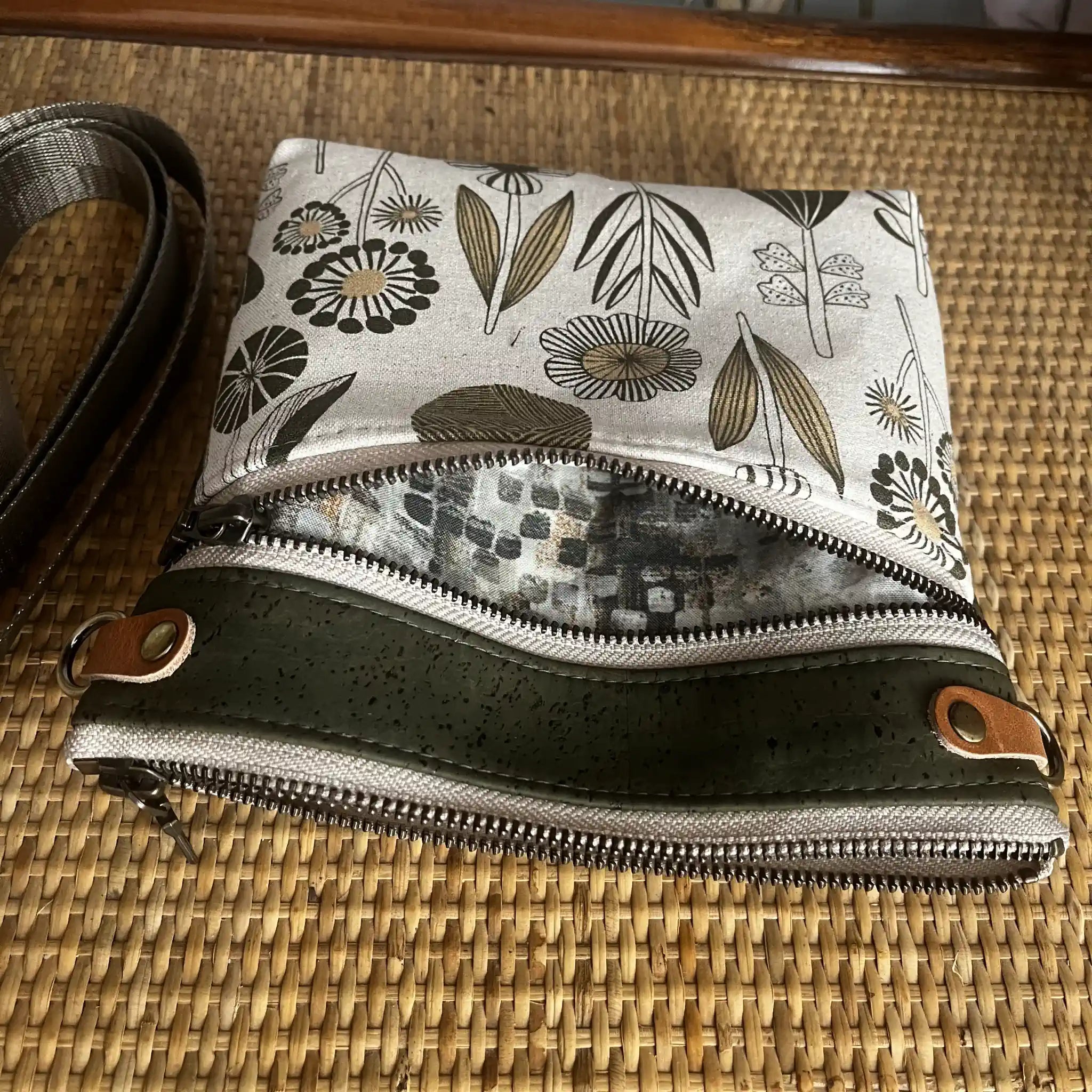 Izzy’s Mom Cross Body Bag (Medium) - Army Green Cork with Linen Lining & Antique Hardware | Stylish & Durable Women's Shoulder Purse for Everyday Use, Travel & Shopping