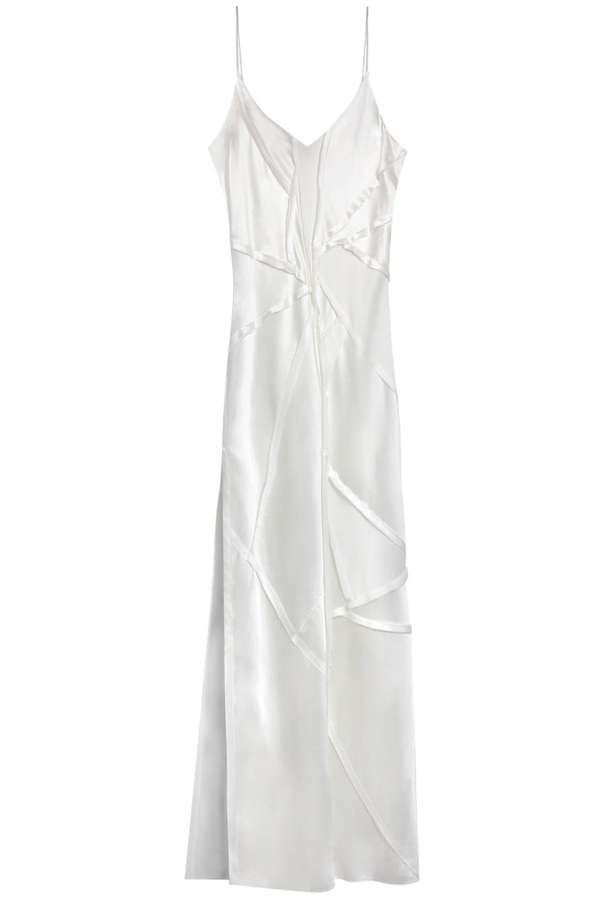 Eco-Friendly Elongated Recycled Dress with High Slit - Sustainable Women's Fashion for Casual Outings & Evening Events