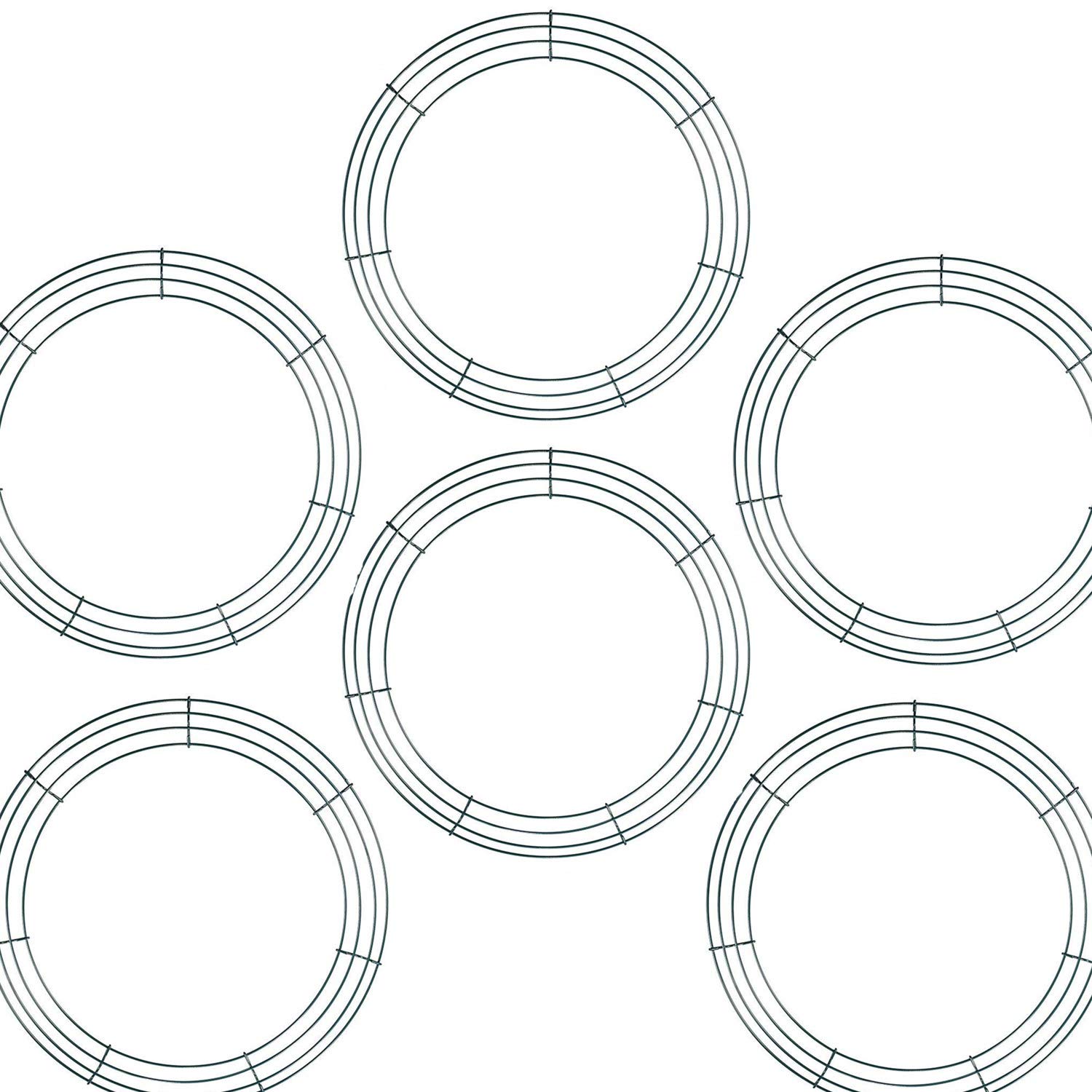 Poolan 6 Pack 14 Inch Dark Green Christmas Wreath Frames - Round DIY Wire Wreath Base for Holiday Decorations (Christmas, Wedding, Valentine's, Garden Party) - Perfect for Front Door, Mantel & Table Centerpieces