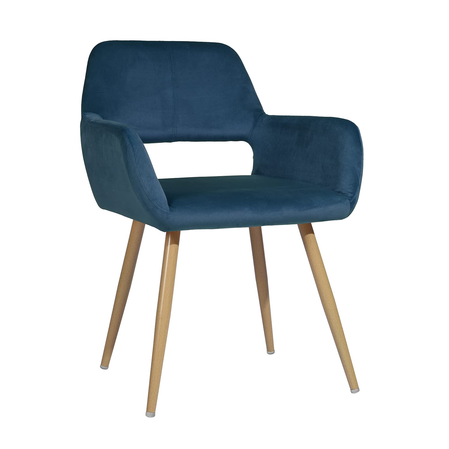 Mid-Century Blue Velvet Accent Chair - Modern Living Room Armchair with Open Back Design, Comfortable Upholstered Side Chair for Home Decor | Perfect for Lounge, Reading Nook & Bedroom Sitting Area