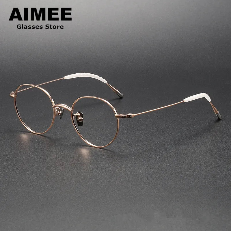 Aimee Unisex Full Rim Round Square Titanium Eyeglasses 14153 - Lightweight Durable Frame for Men & Women - Perfect for Reading, Work, and Everyday Use