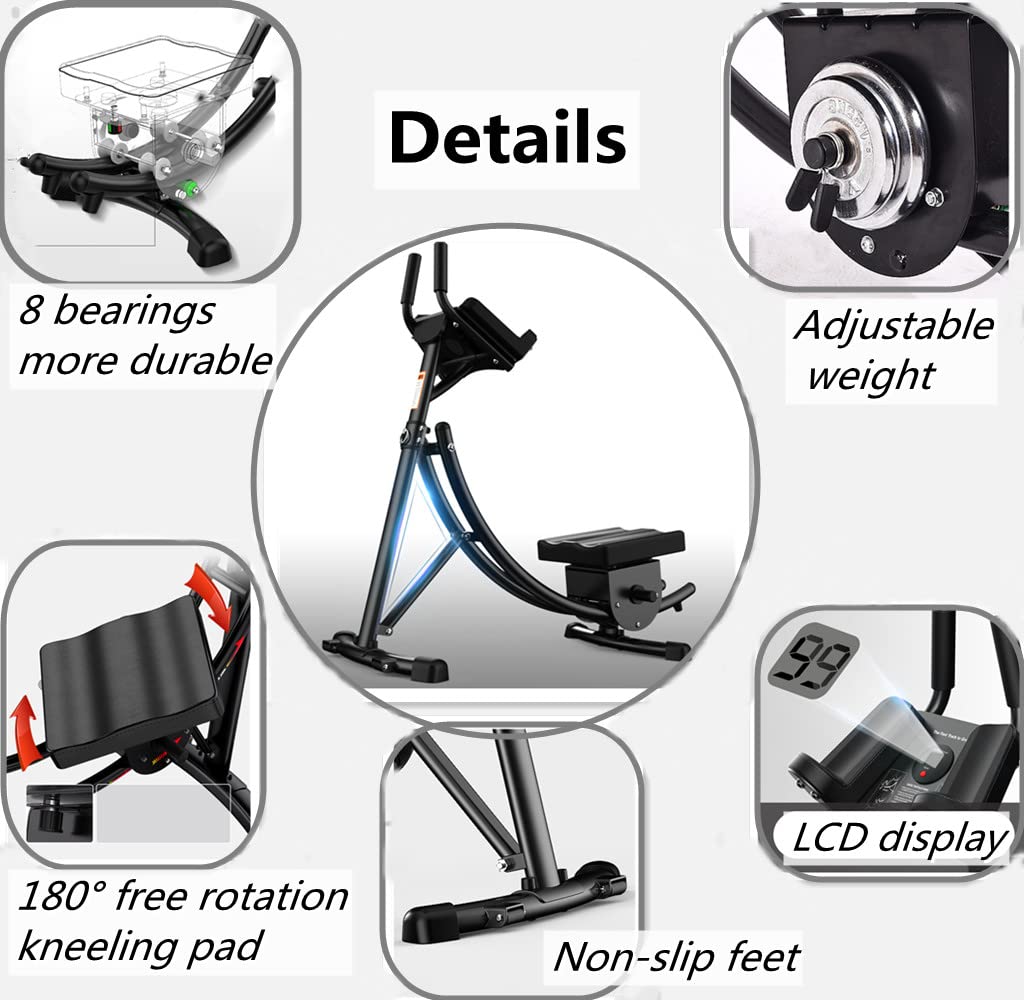 ComMax Adjustable Ab Machine for Home Gym - Foldable Core Workout Equipment for Ab Crunches & Strength Training - Perfect for Home Fitness & Small Spaces
