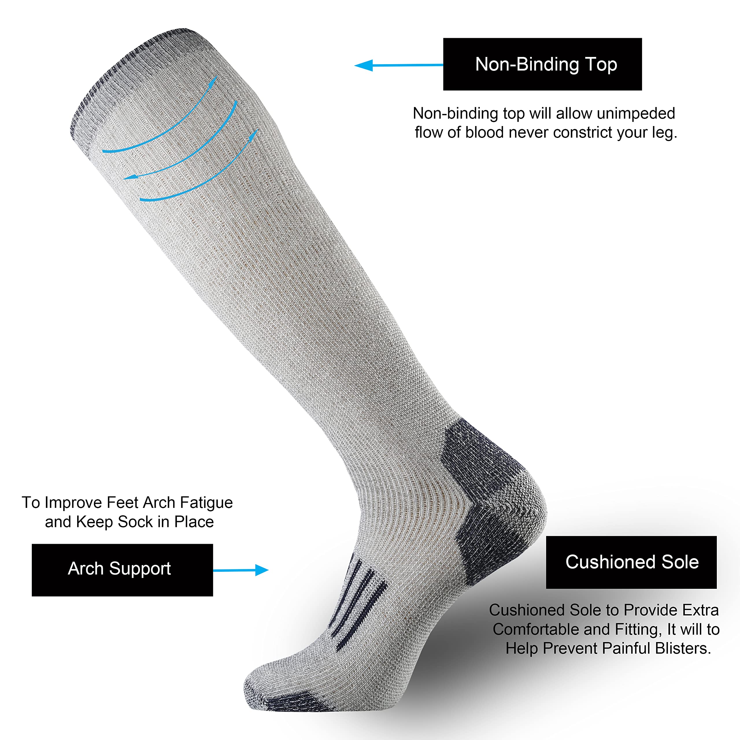 ONKE Men's Thermal Over-the-Calf Work Socks - Heavyweight Cushioned Steel Toe Boot Socks for Western Work Boots, Hiking & Hunting - Perfect for Cold Weather Outdoor Jobs and Winter Sports