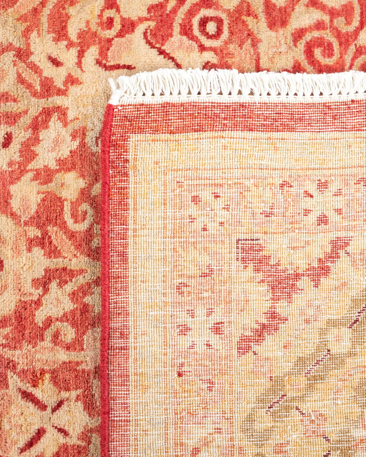 Handmade Wool Oriental Mogul Orange 6x9 Area Rug - Traditional Hand-Knotted One-of-a-Kind Solo Rugs for Living Room, Bedroom & Home Decor