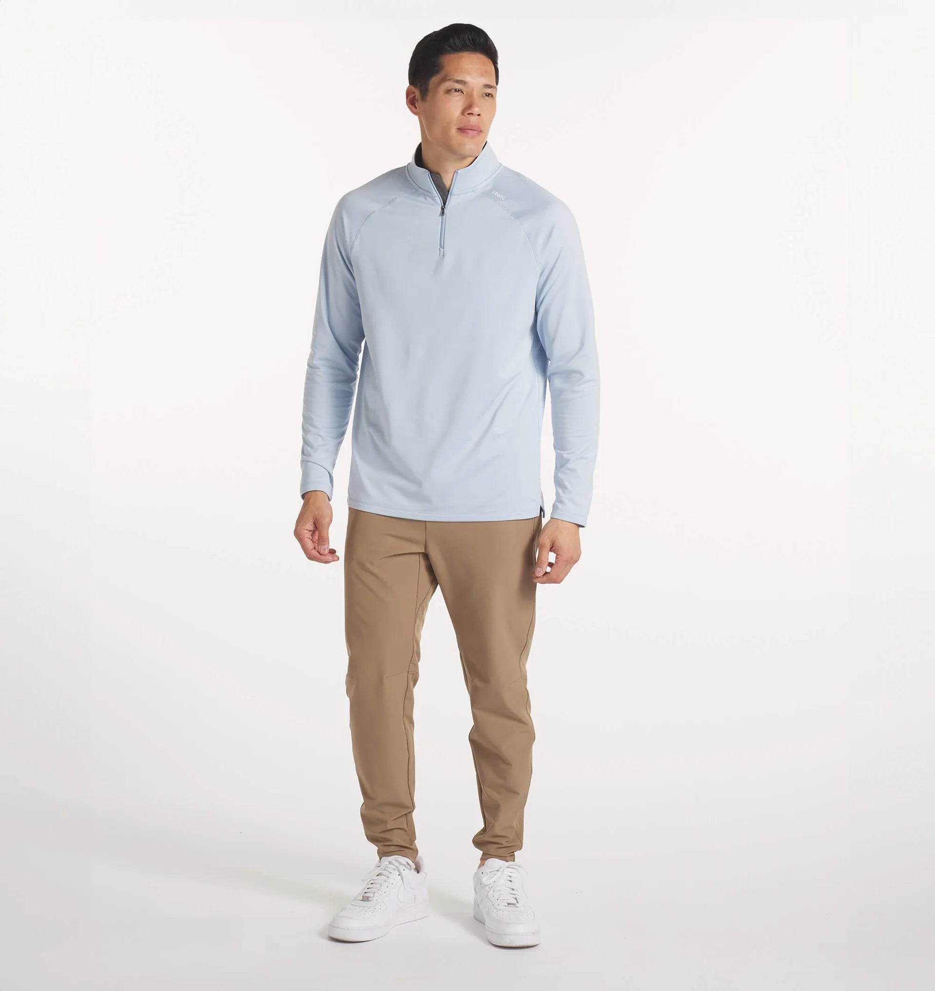 Men's Interlock Quarter Zip Pullover Sweater - Lightweight & Breathable Sky Blue Casual Top for Outdoor Activities & Office Wear