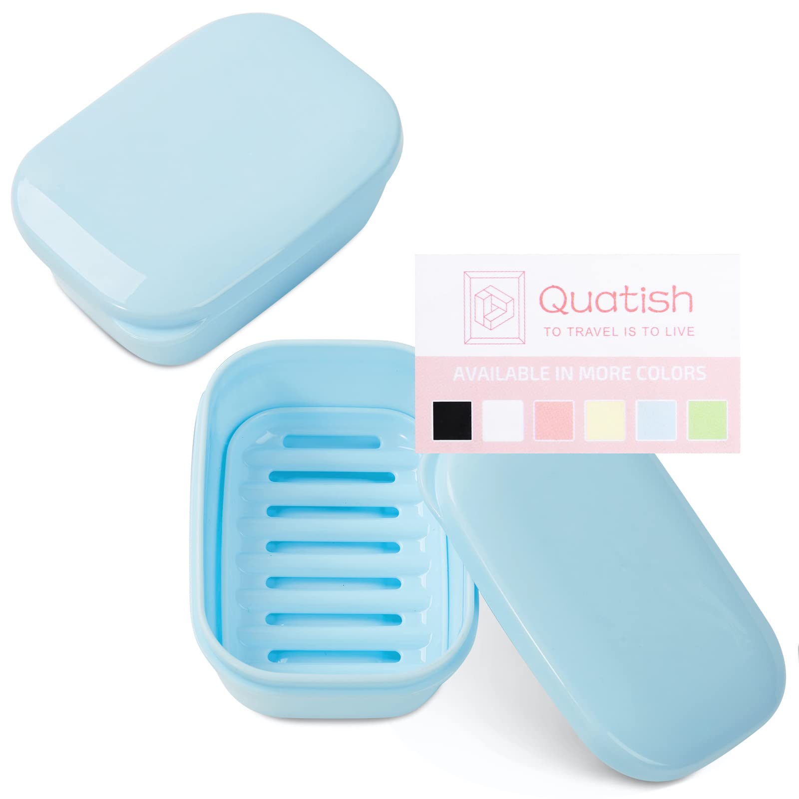 Quatish 2 Pack Travel Soap Container with Lid - Portable Leak-Proof Soap Holder Case for Camping, Gym, Travel & Bathroom Storage - Blue (Perfect for Outdoor Adventures & Daily Hygiene)