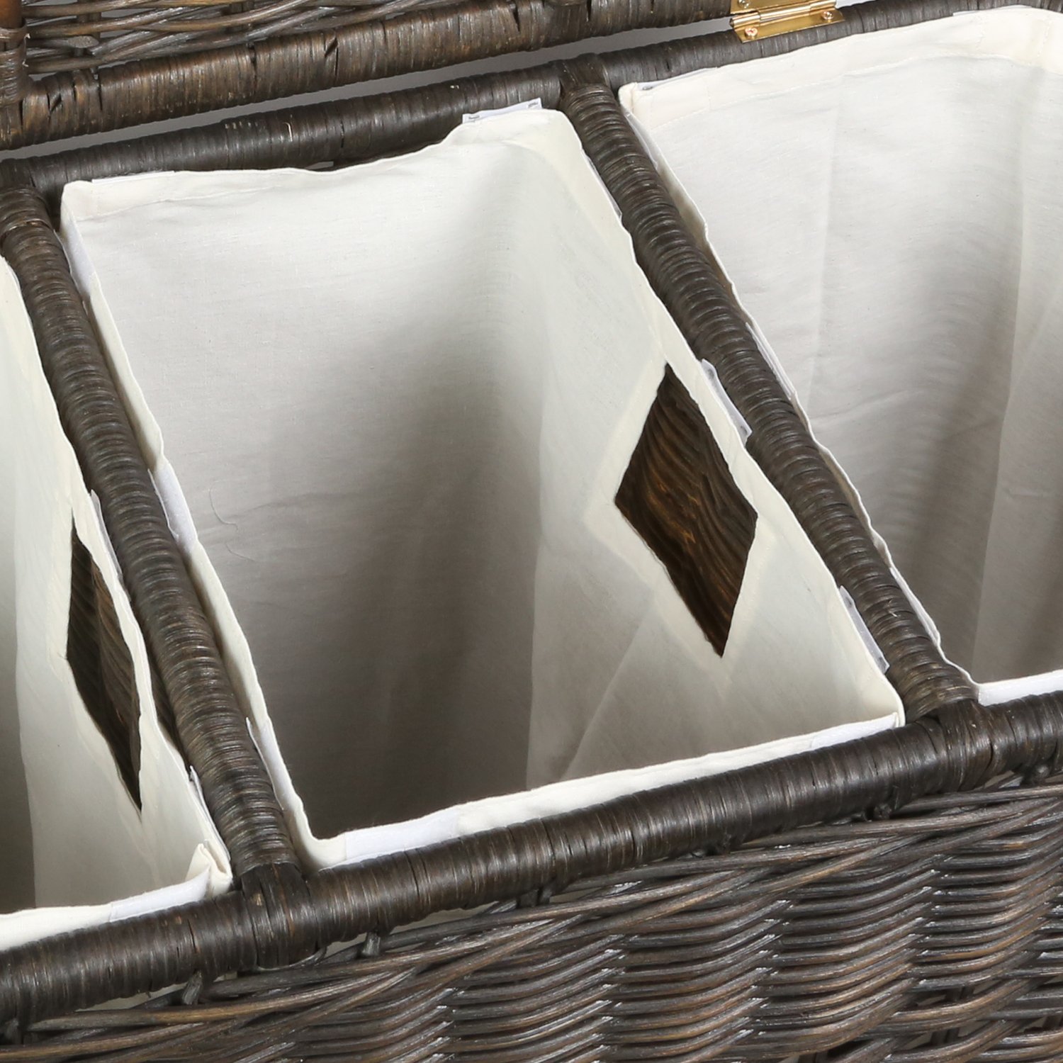 3-Compartment Wicker Laundry Hamper Sorter Basket - 30
