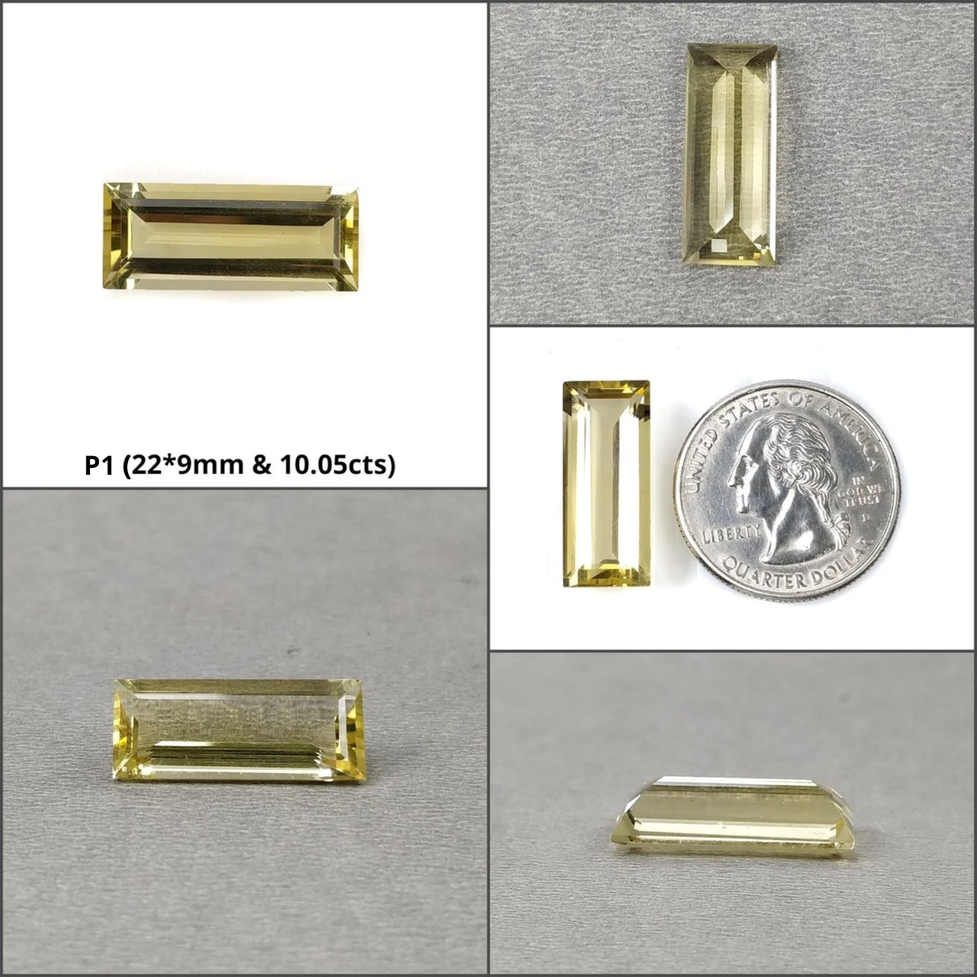Natural Untreated Yellow Citrine Gemstone - Baguette & Oval Cut for Jewelry Making, Healing Crystals & Spiritual Gifts