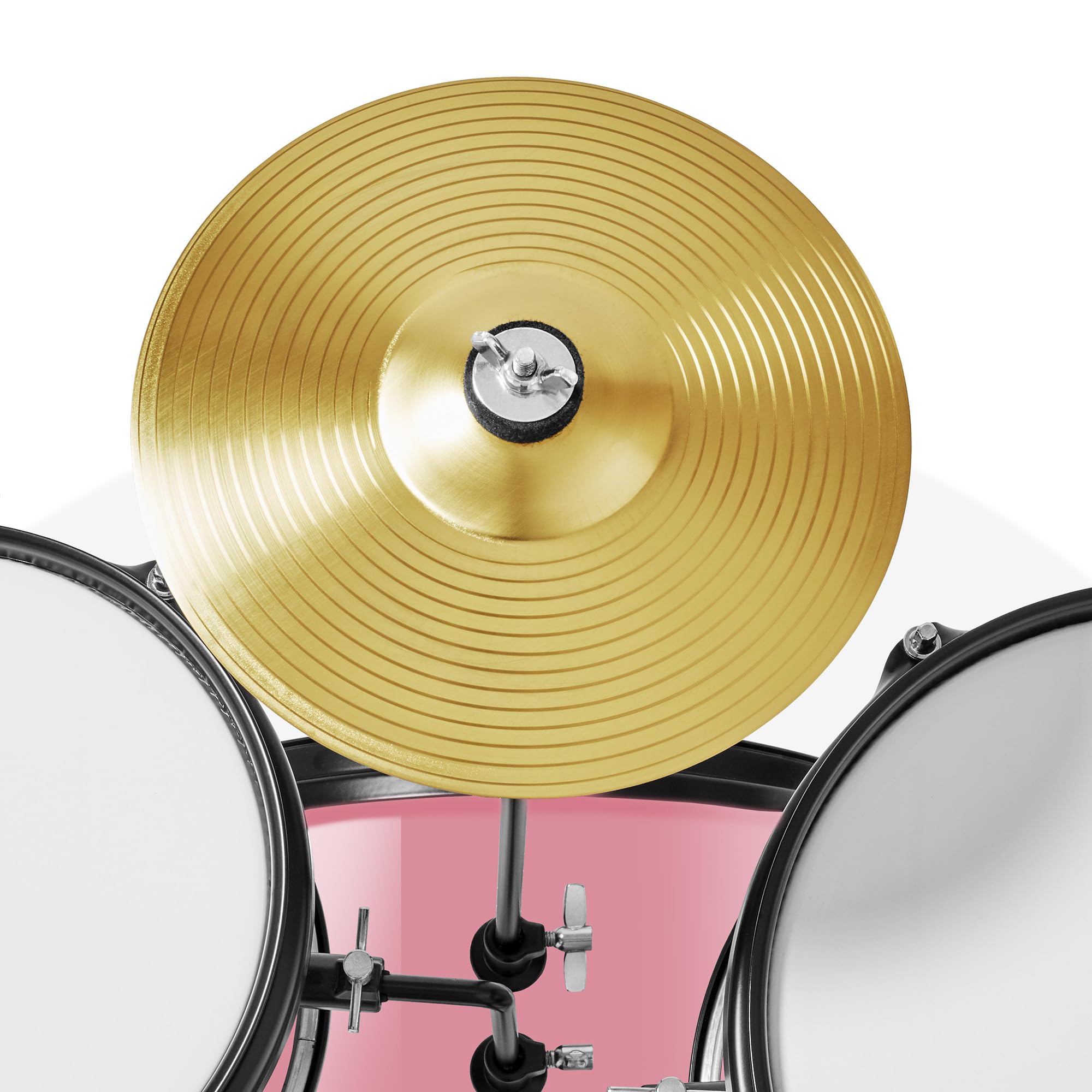 Gammon 3-Piece Junior Drum Set with Throne - Pink, Complete Beginner Drum Kit with Bass Drum, Toms, Cymbal, Pedal & Drumsticks | Perfect for Kids, Teens & Beginners Learning to Play Drums at Home or School