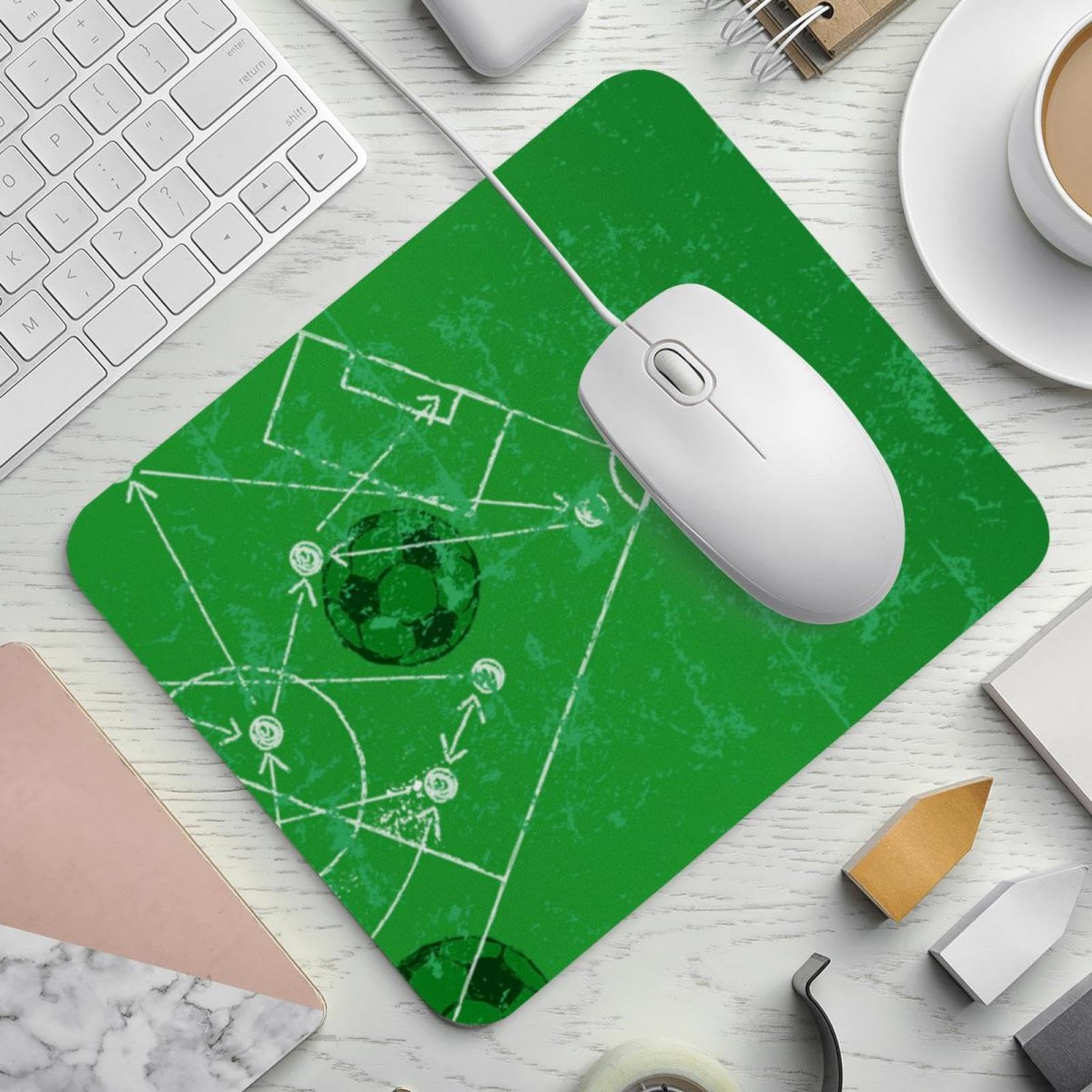 Soccer Football Design Mouse Pad - Washable Non-Slip Rubber Base Gaming Mouse Mat for PC, Laptop & Office Desk - Perfect for Gamers, Programmers & Office Workers