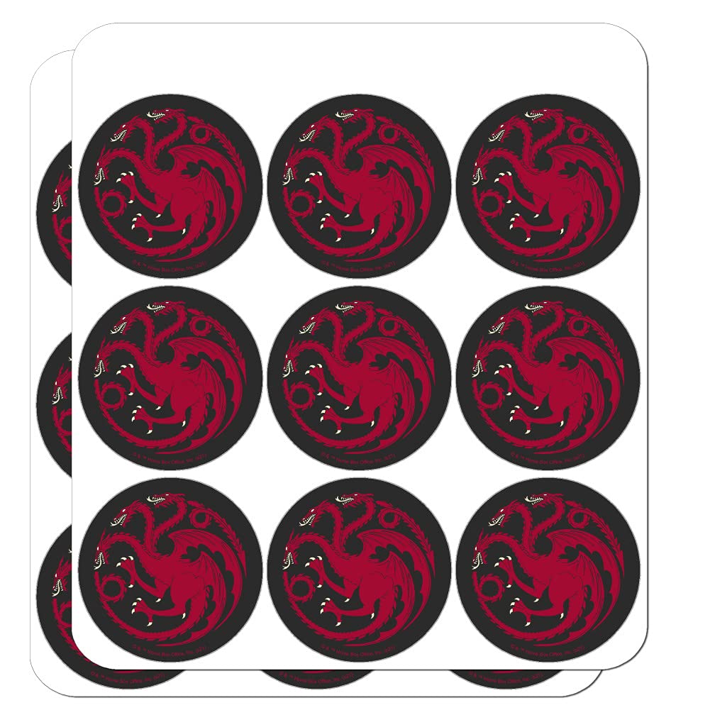 Game of Thrones Targaryen Sigil 1 Inch Clear Stickers for Planners, Calendars, Scrapbooking, Journals & DIY Crafts - Perfect for Bullet Journaling, Gift Decorations & Home Office Organization