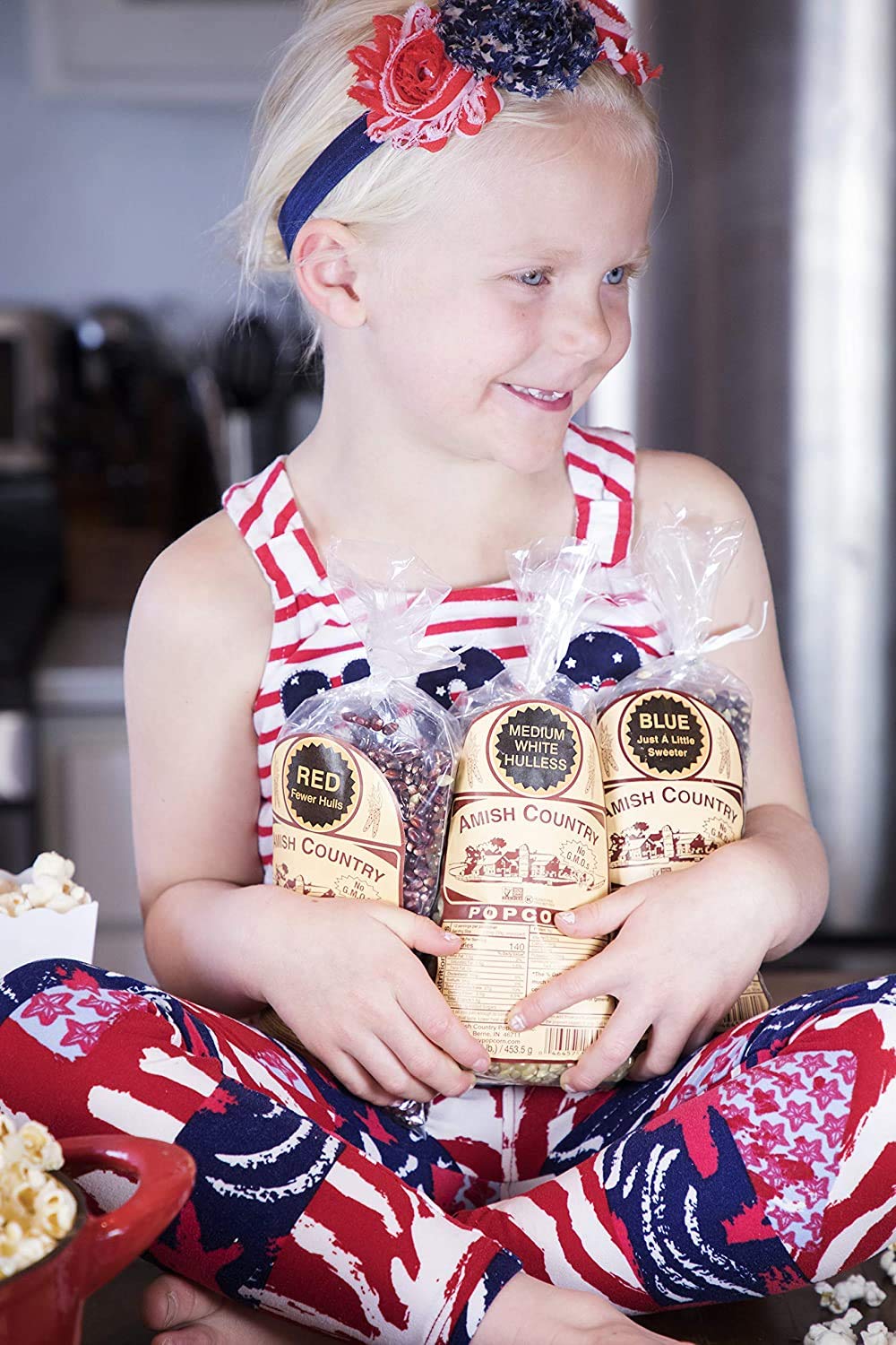 Amish Country Popcorn - 3-Pack Variety Bundle (1 lb Each) | Non-GMO, Gluten-Free Red, White & Blue Popcorn Kernels | Perfect for Movie Nights, Parties & Healthy Snacking