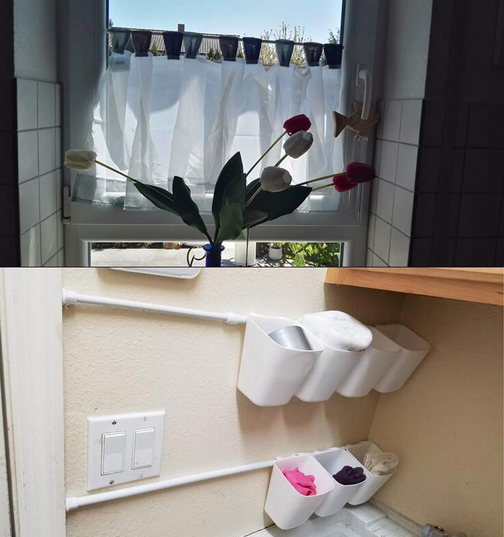 KXLIFE 6 Pack Small Spring Tension Curtain Rods 16-28 Inch - No Drill Window Tension Rods for Kitchen, Bathroom, Cupboard & Closet - White (Perfect for Sheer Curtains, Valances & Room Dividers)