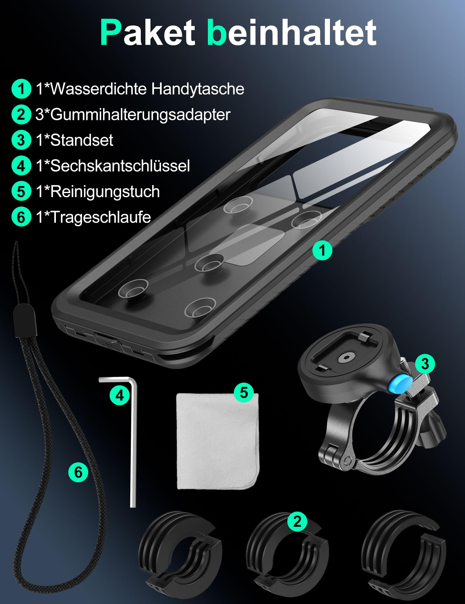 Waterproof Anti-Vibration Bike Phone Mount for iPhone 15 14 13 12 11 Pro Max/Plus & Samsung Galaxy S24 S23 Ultra - Shockproof Touchscreen Handlebar Smartphone Holder for Cycling, Scooter & Motorcycle Riding