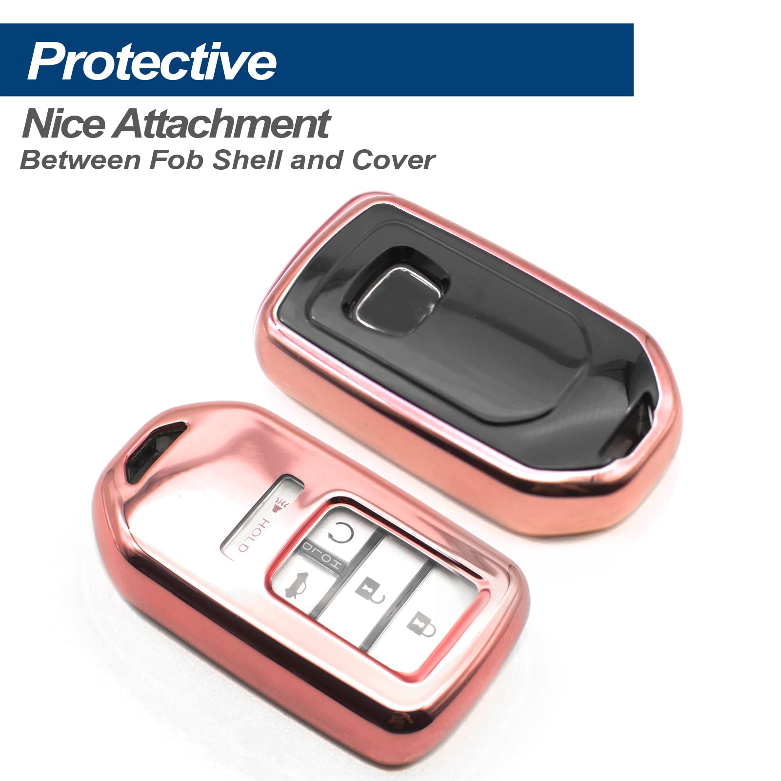 Premium TPU Key Fob Cover for Honda Civic CR-V Accord Odyssey Pilot (2010-2023) - Durable Protective Case Shell with Keyless Entry Access - Pink Car Accessories for Everyday Use & Gift Giving