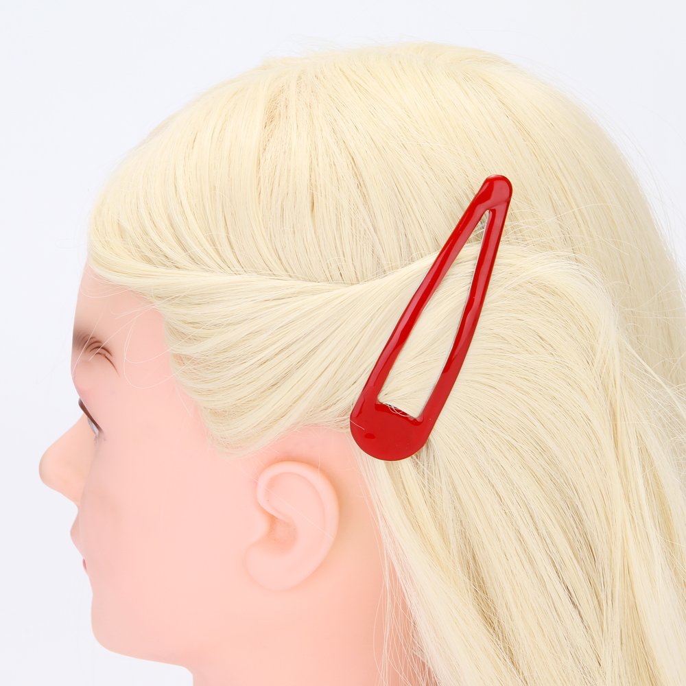 LONEEDY 10-Pack Large Metal Hair Clips for Women & Girls - 3.5 Inch No-Slip Barrettes, Stoving Varnish Finish (Red) - Perfect for Thick Hair, Updos, Ponytails & Everyday Styling