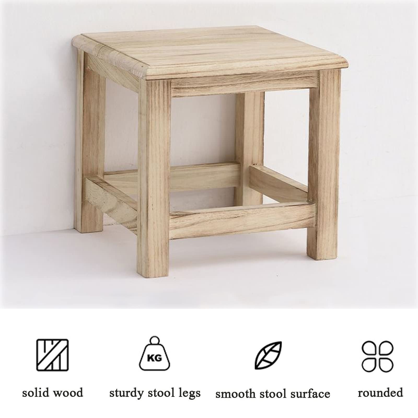 Non-Slip Waterproof Wooden Shower Stool for Elderly & Adults - Sturdy Bath Chair with Anti-Skid Feet, Multifunctional Foot Stool for Bathroom, Living Room, Bedroom & Kitchen (26x26x25cm) - Perfect for Safe Showering, Relaxing & Extra Seating