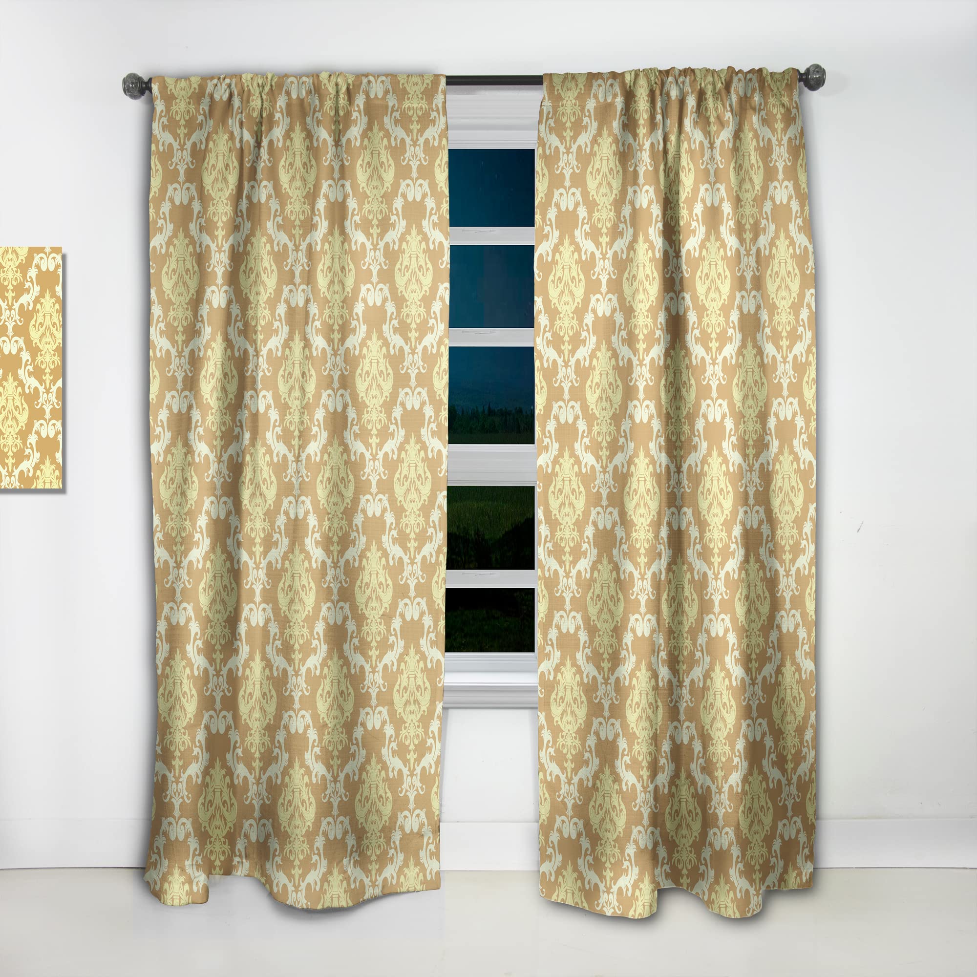 DesignQ Floral Pattern Thermal Insulated Curtains for Bedroom & Living Room - Single Panel 52x120 Inches - Elegant Window Drapes for Home Decor, Light Blocking & Energy Saving
