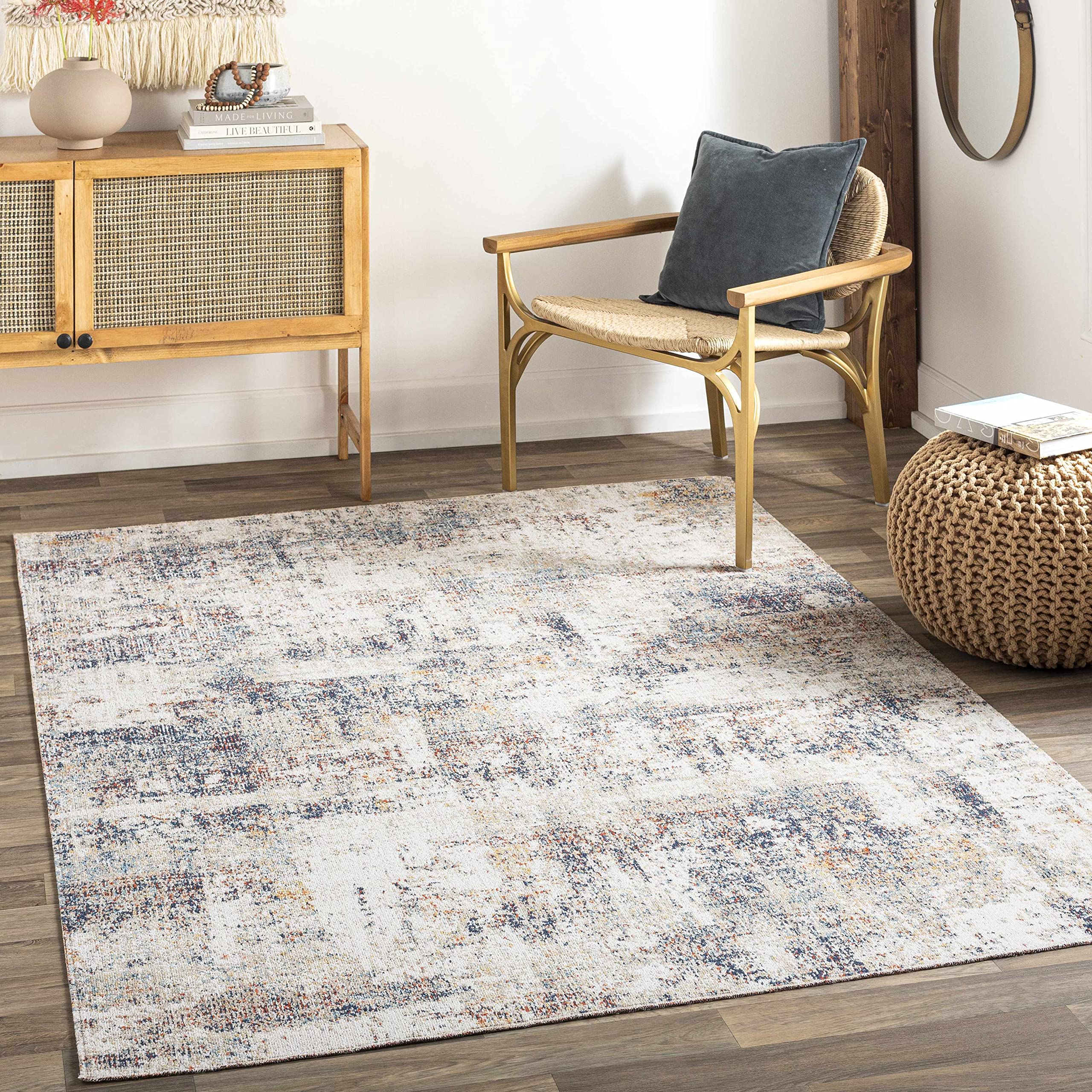 Hauteloom Bagtic Modern Blue and Beige Area Rug 5'3