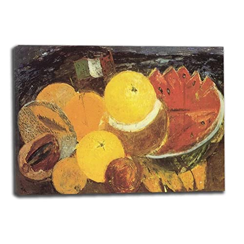 Frida Kahlo 'Flag' Famous Canvas Painting Wall Art - Ready to Hang 90x126cm (35.4