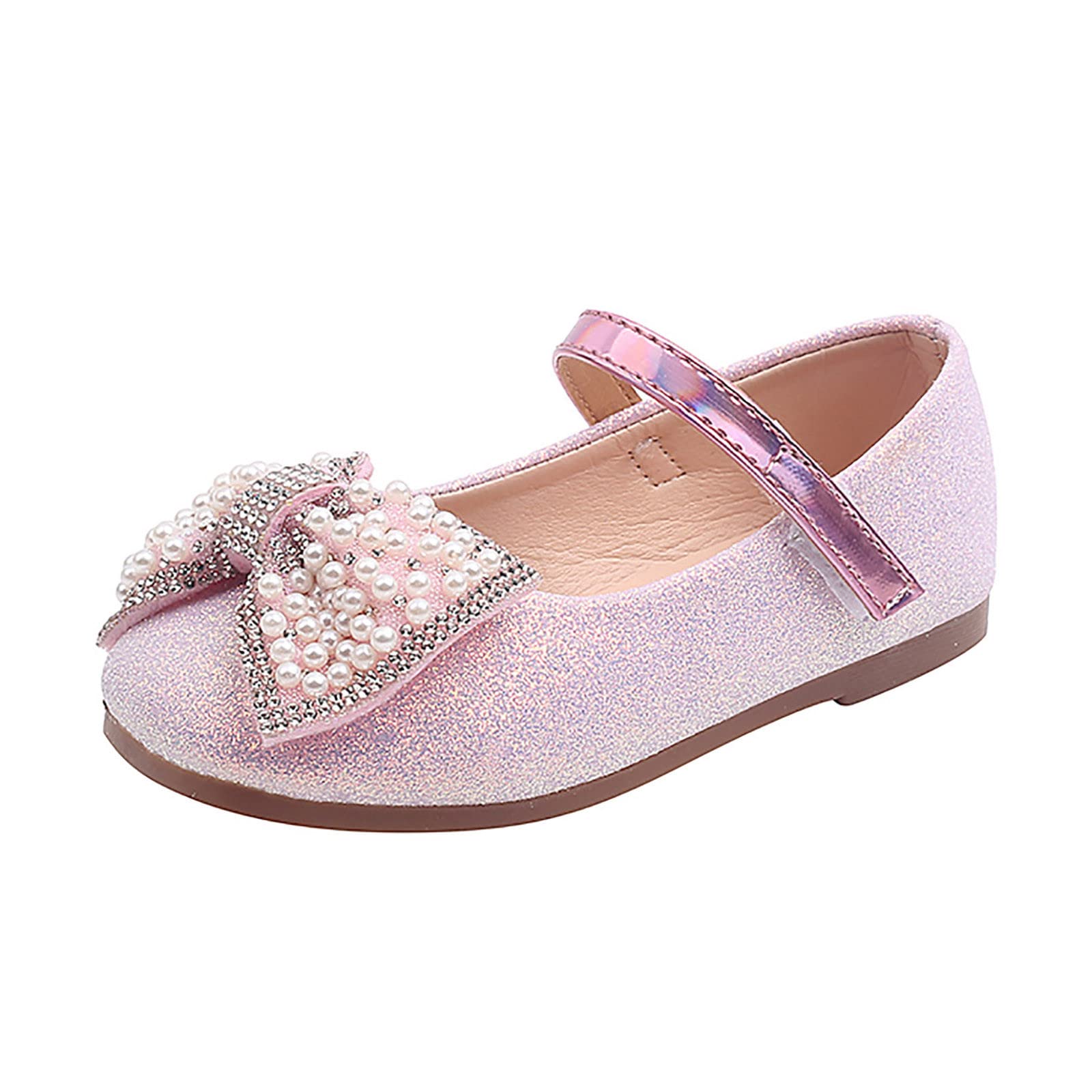 Sparkly Pearl Rhinestone Bow Toddler Walking Shoes for Girls - Crystal Princess Dance Sandals & Baby Bling Shoes for Infants & Kids | Perfect for Parties, Weddings, and Special Occasions