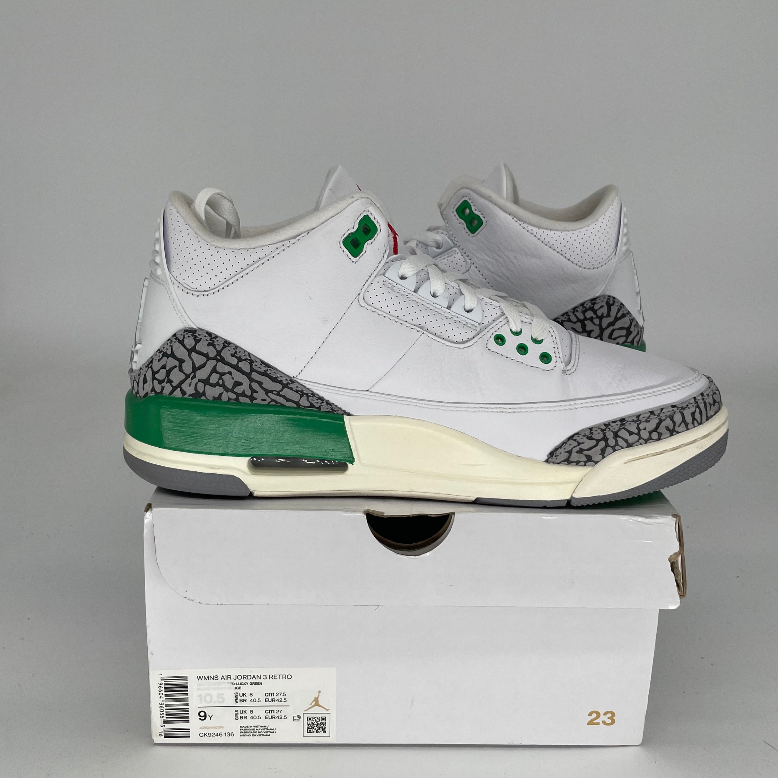 AIR JORDAN 3 Lucky Green Women's Basketball Shoes Size 9/10.5W - Retro Style Sneakers CK9246-136 for Running, Gym Workouts & Street Fashion